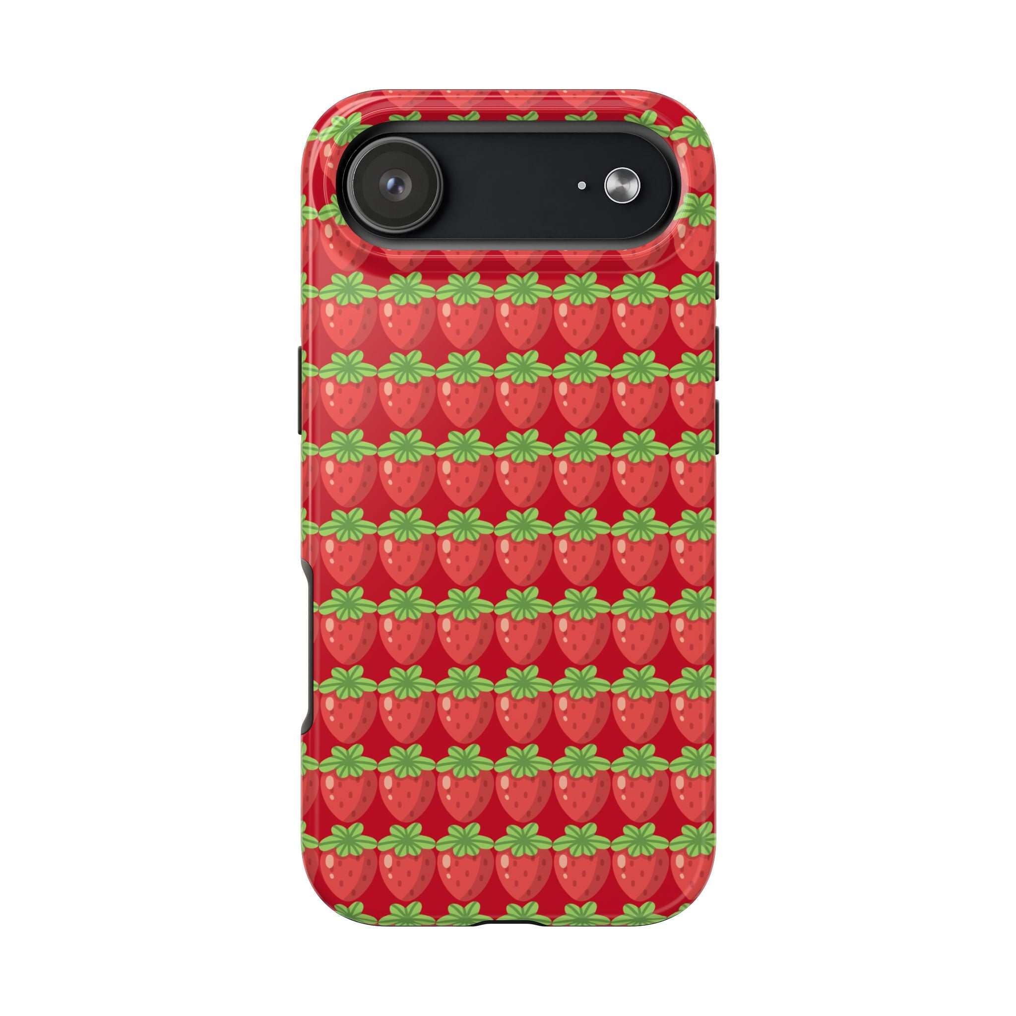 Strawberry Pattern Tough Phone Case — Cute Red Fruit Protective Cover