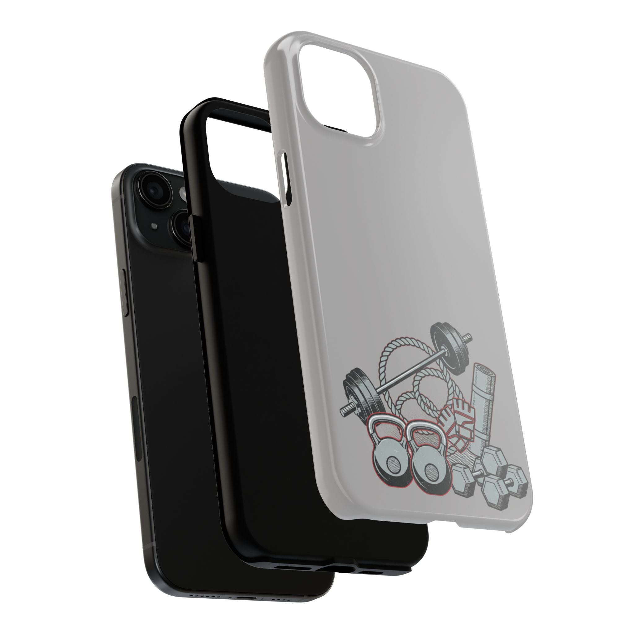 Fitness Gear Tough Phone Case — Dumbbells, Kettlebells & Jump Rope Design