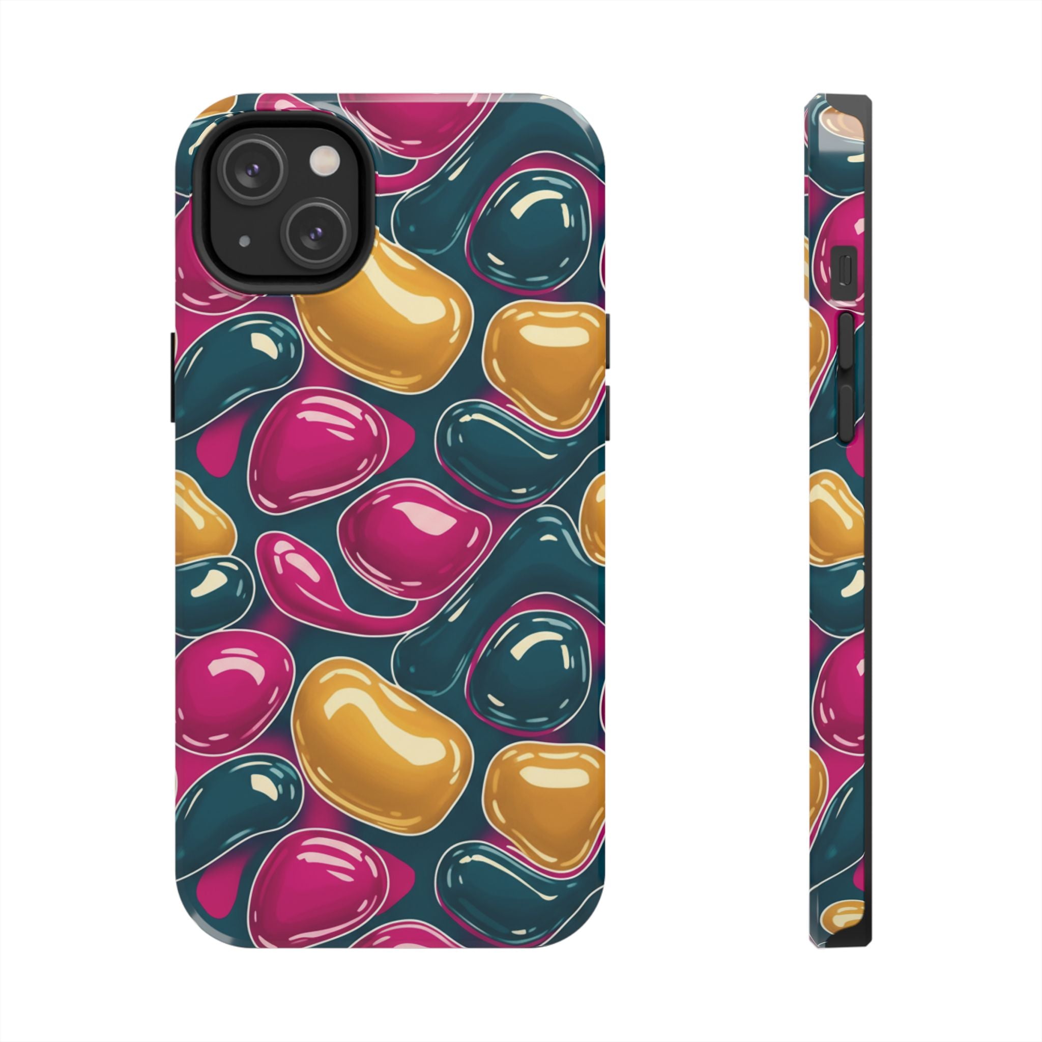 Abstract Colorful Blob Phone Case — Bold Teal, Magenta & Gold Protective Cover