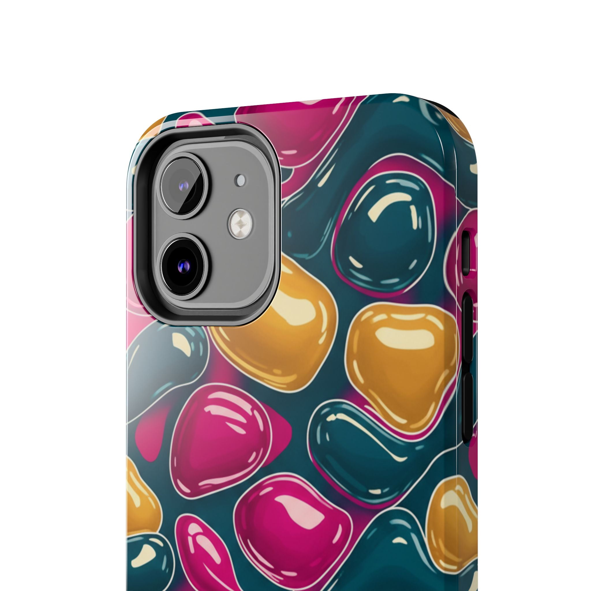 Abstract Colorful Blob Phone Case — Bold Teal, Magenta & Gold Protective Cover