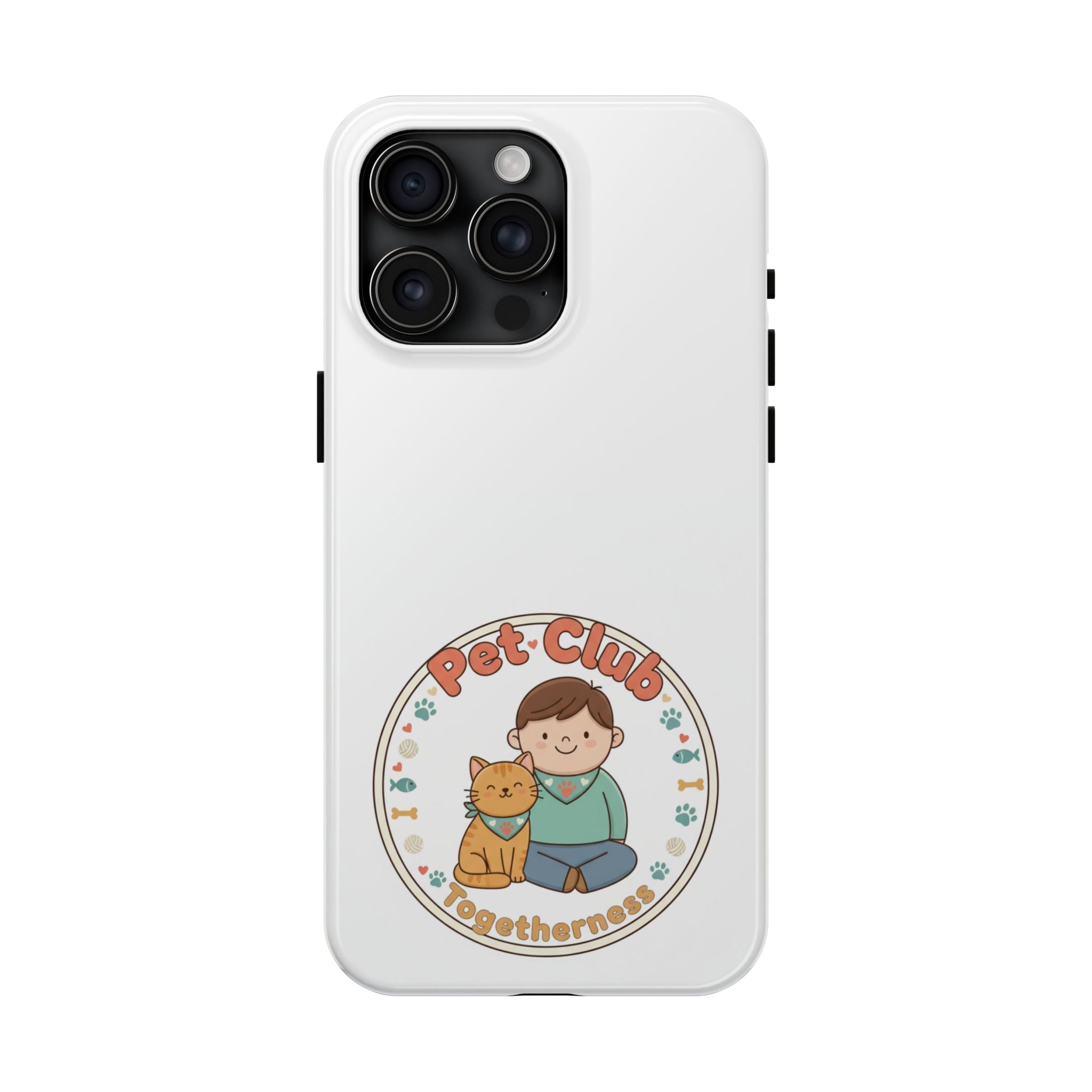 Pet Club Tough Phone Case — Cute Boy & Cat Illustration, "Togetherness" Design