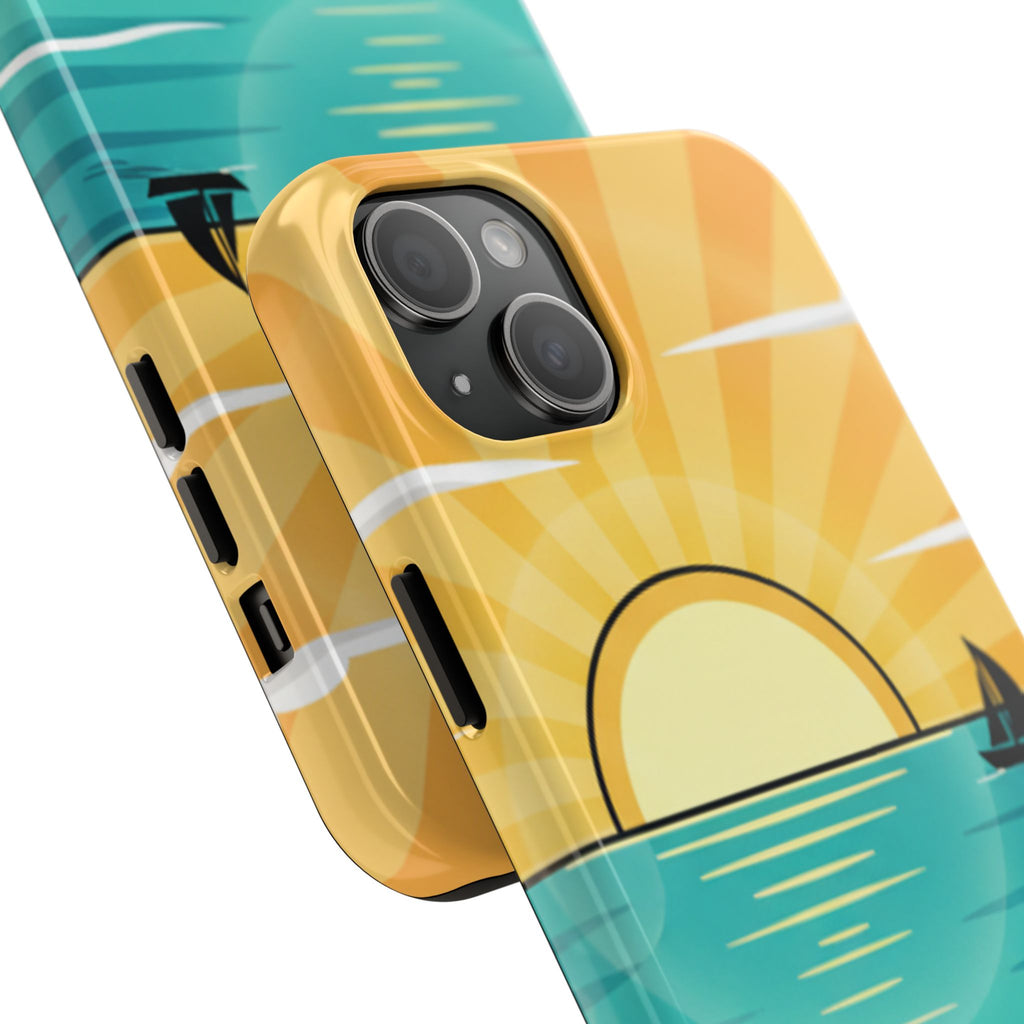 Tough Phone Case — Sunset Beach Sailboat Design