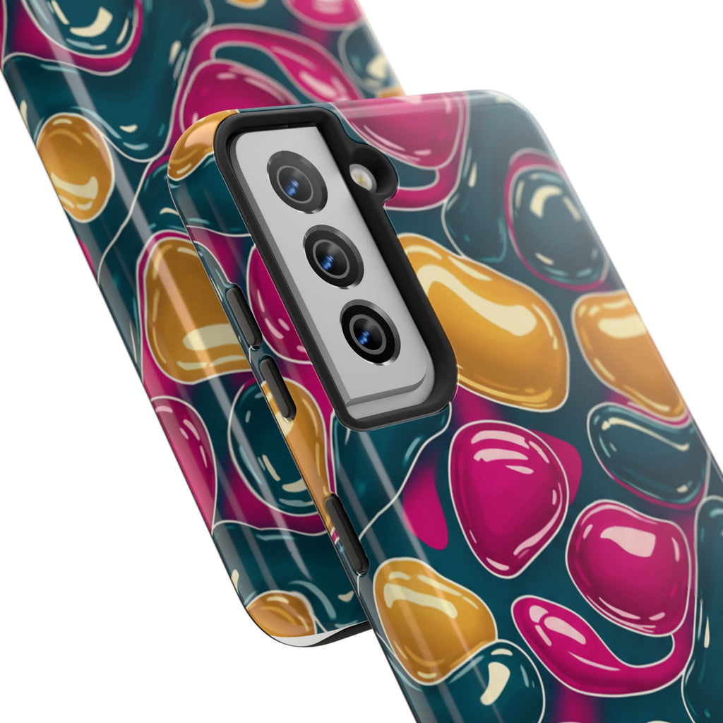 Abstract Colorful Blob Phone Case — Bold Teal, Magenta & Gold Protective Cover