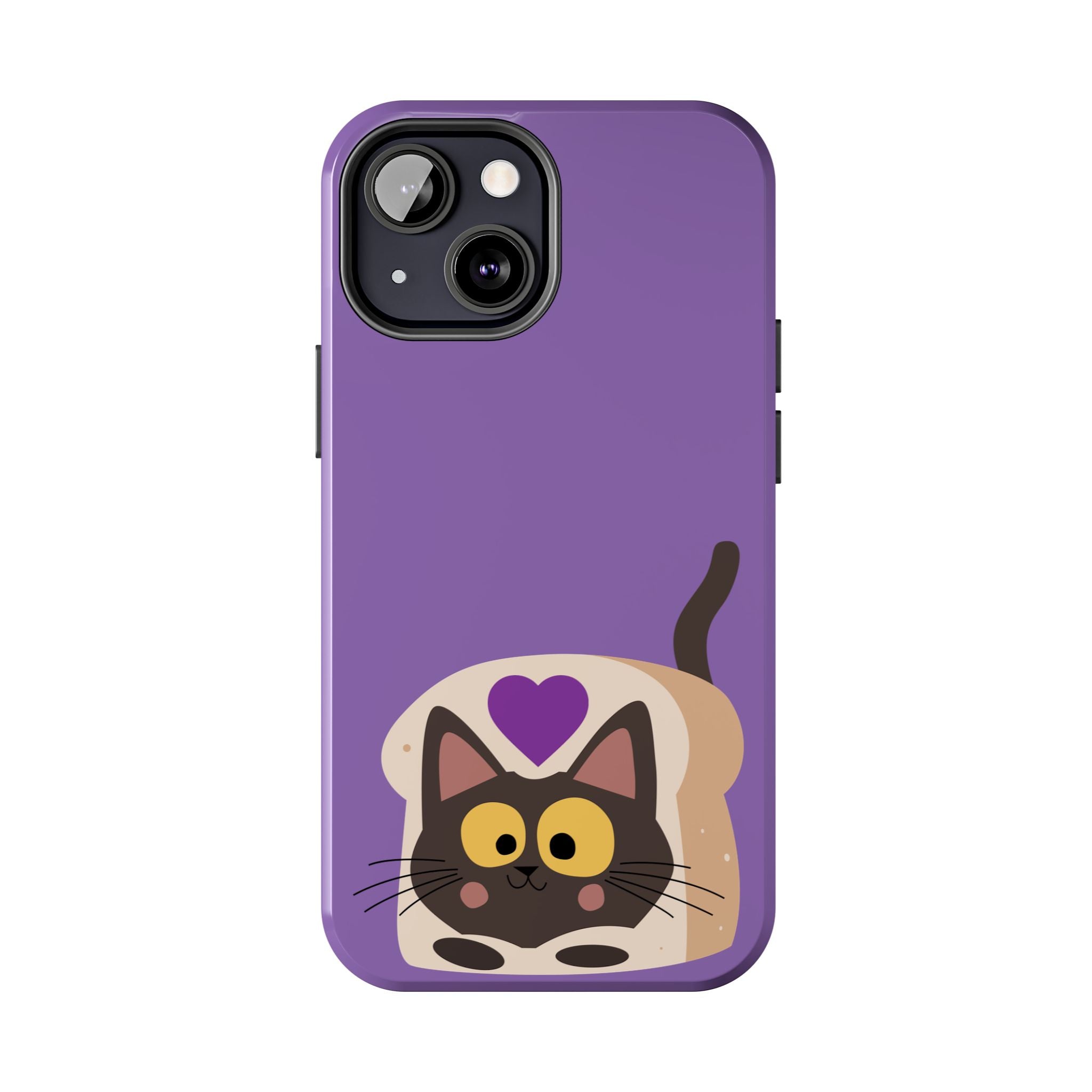Purple Cute Cat-in-Bread Tough Phone Case — Cute Cat Heart Design