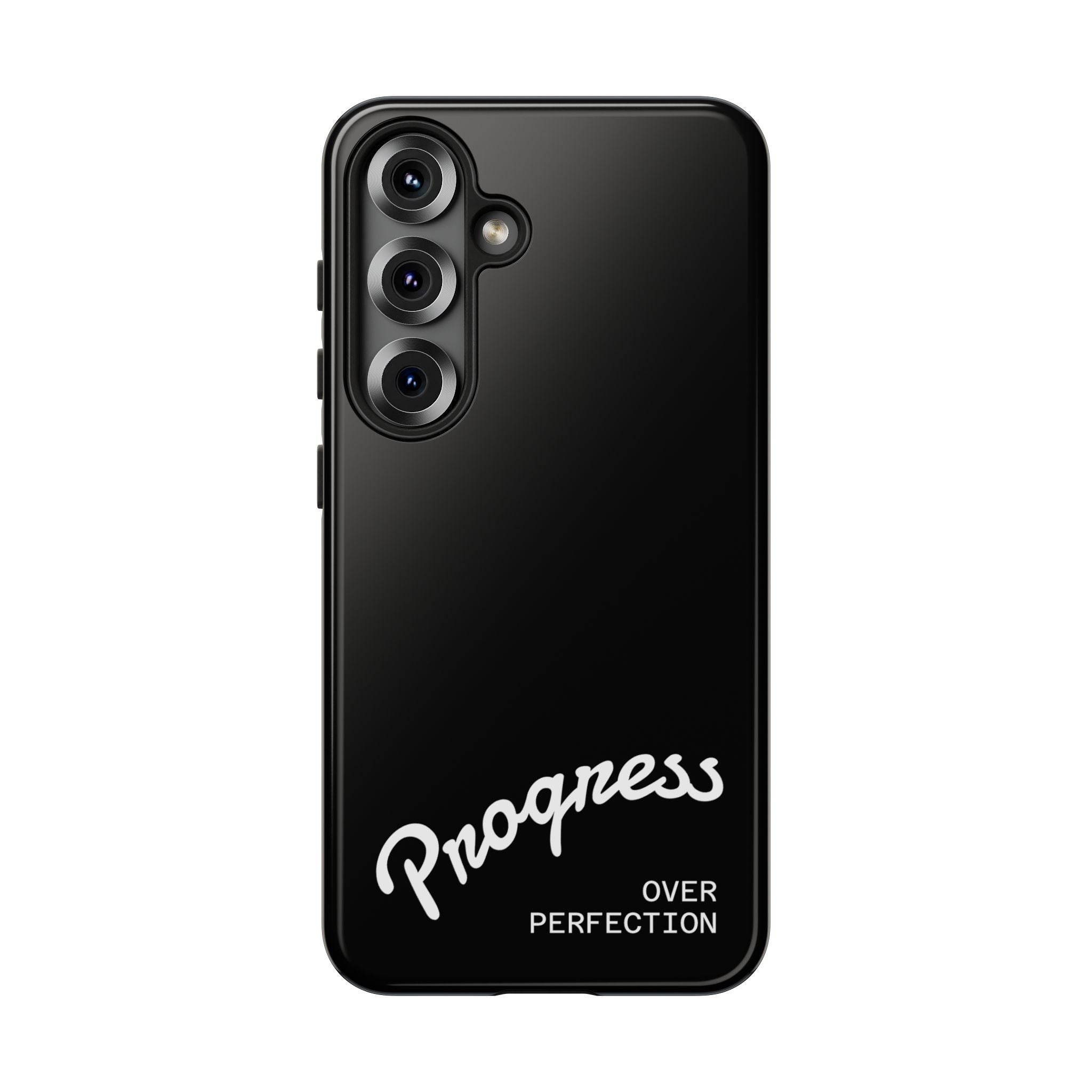 Phone Case - "Progress Over Perfection" Glossy Black Protective Cover