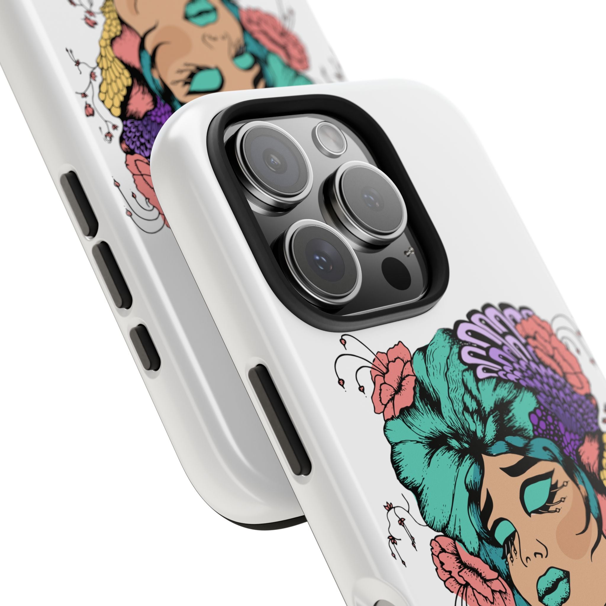 Tough Phone Case — Floral Pop Art Portrait Protective Cover