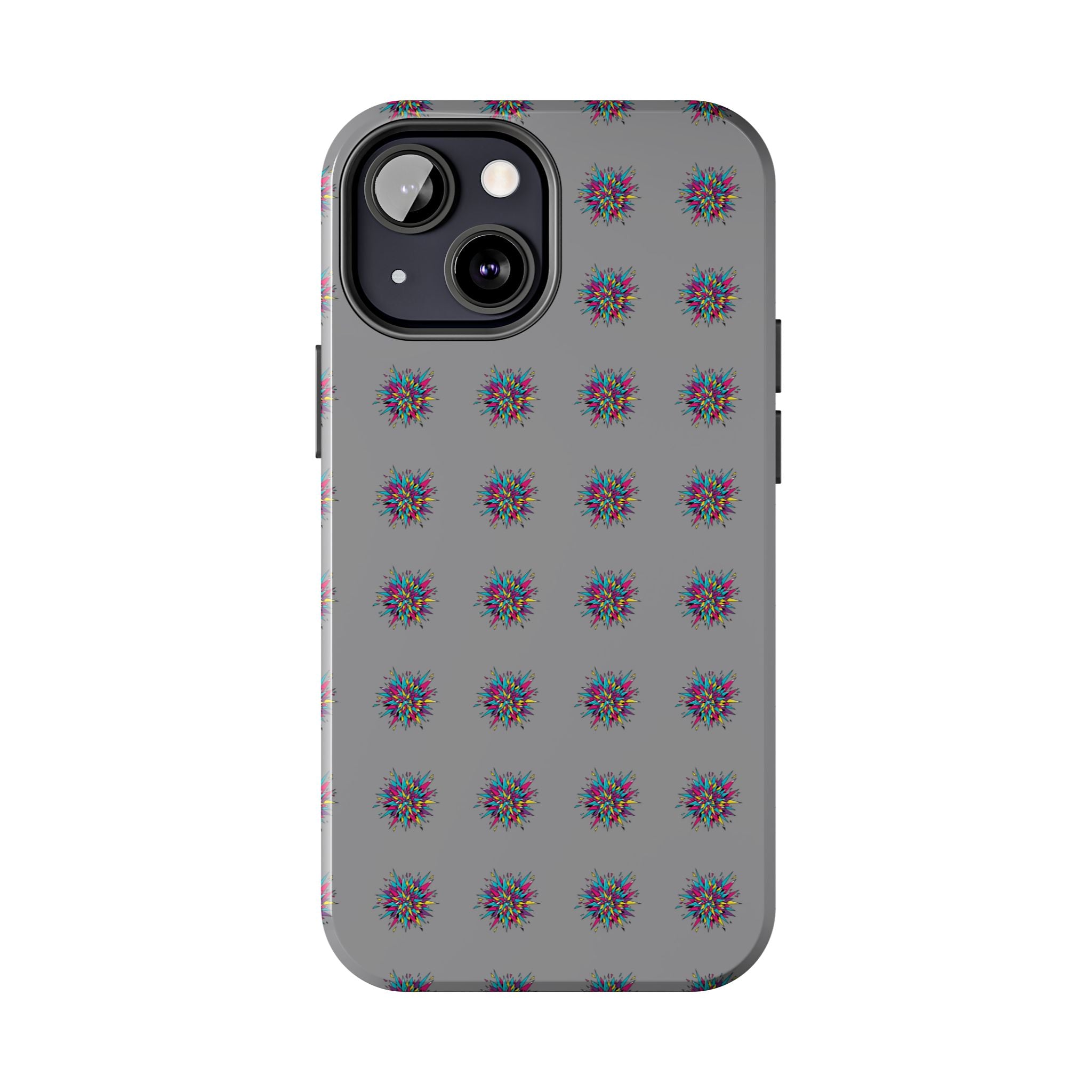Tough Phone Case — Abstract Floral Burst Pattern on Gray (Protective Slim Fit)