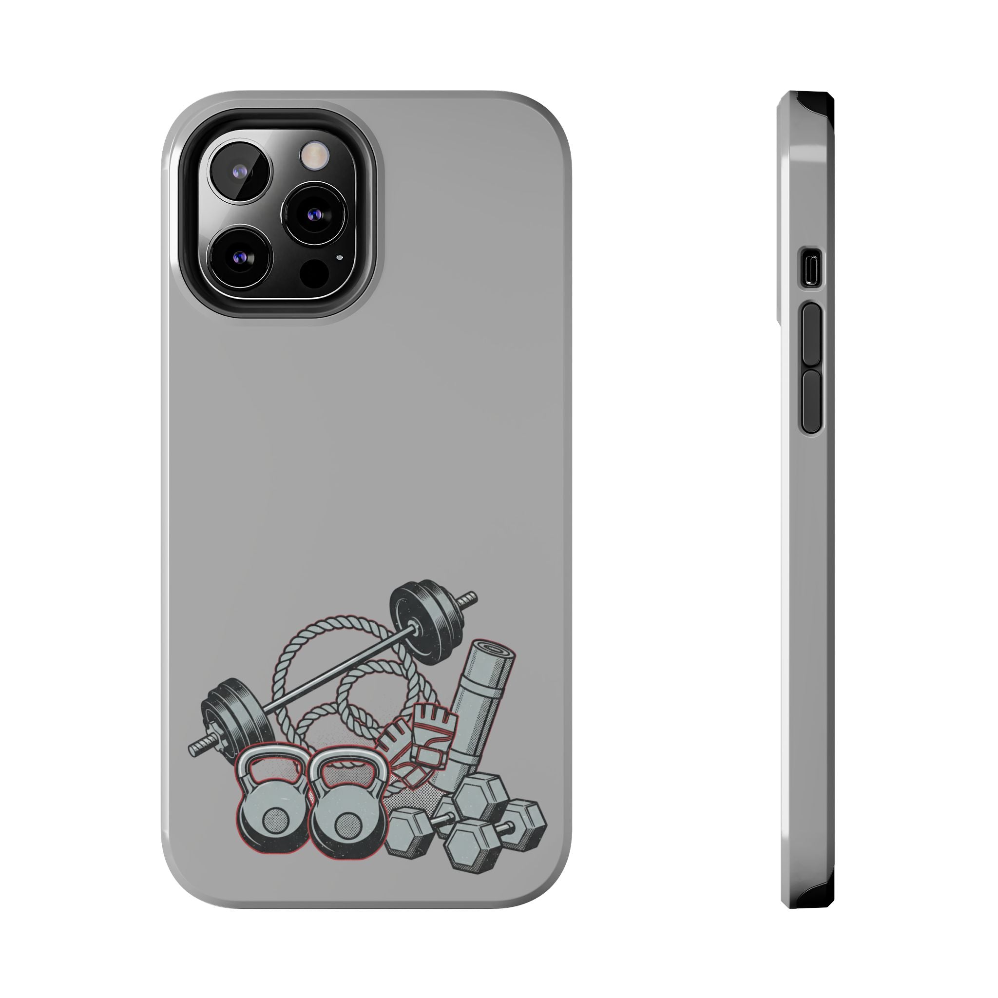 Fitness Gear Tough Phone Case — Dumbbells, Kettlebells & Jump Rope Design