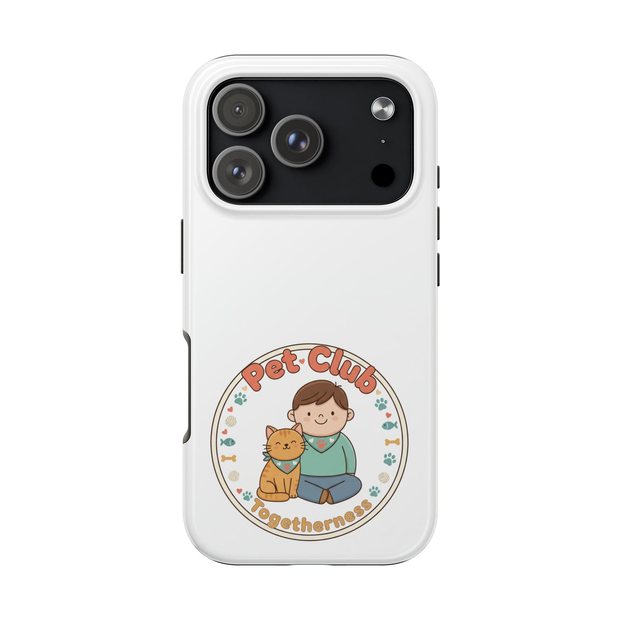 Pet Club Tough Phone Case — Cute Boy & Cat Illustration, "Togetherness" Design