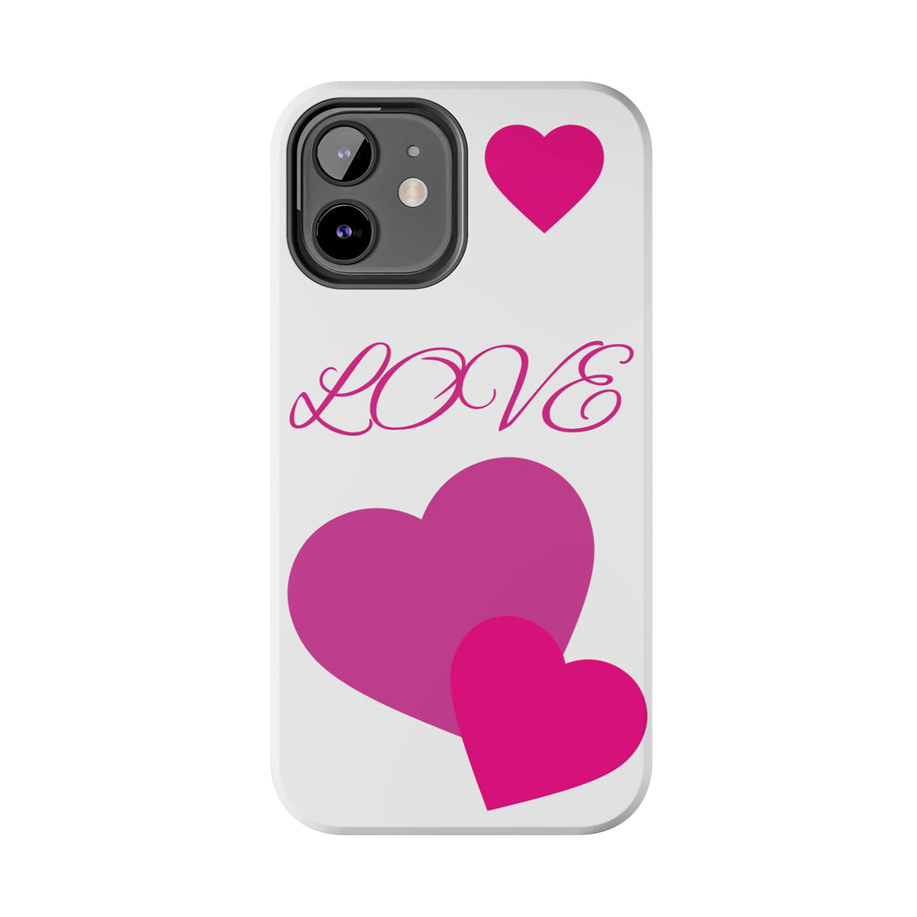 Love Heart Tough Phone Case — Pink Hearts Protective Phone Cover