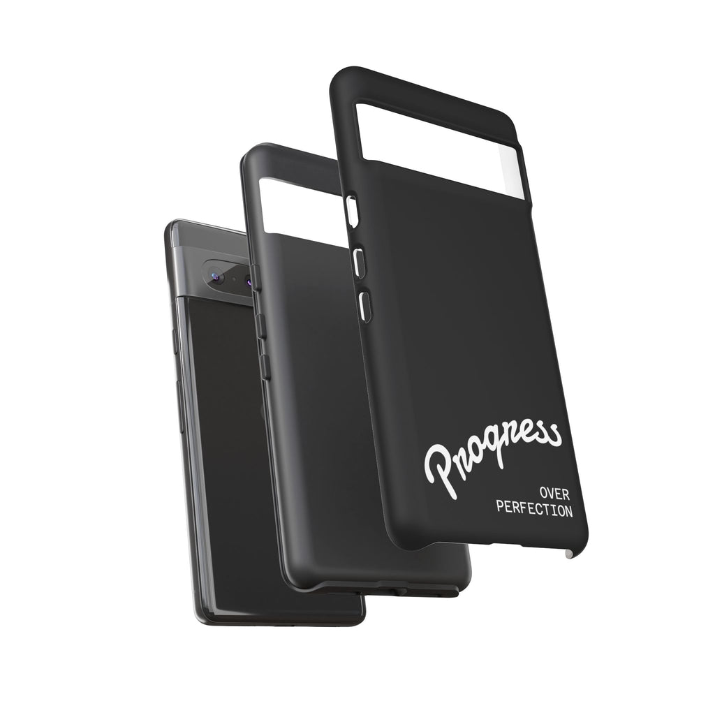 Phone Case - "Progress Over Perfection" Glossy Black Protective Cover