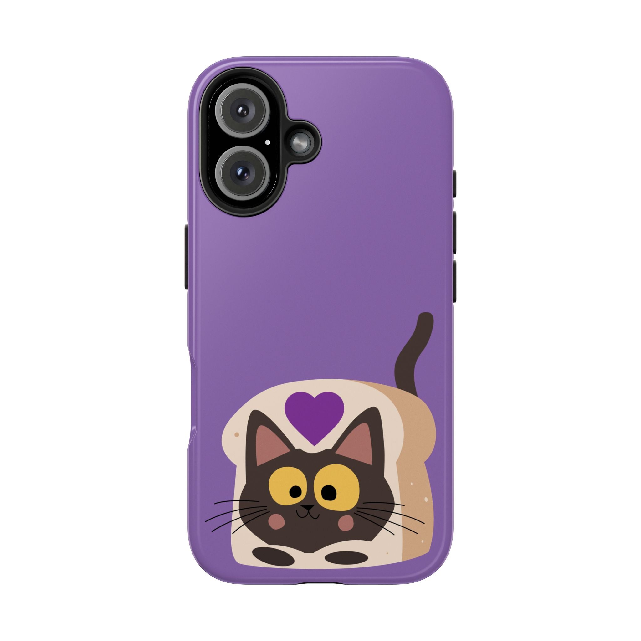 Purple Cute Cat-in-Bread Tough Phone Case — Cute Cat Heart Design