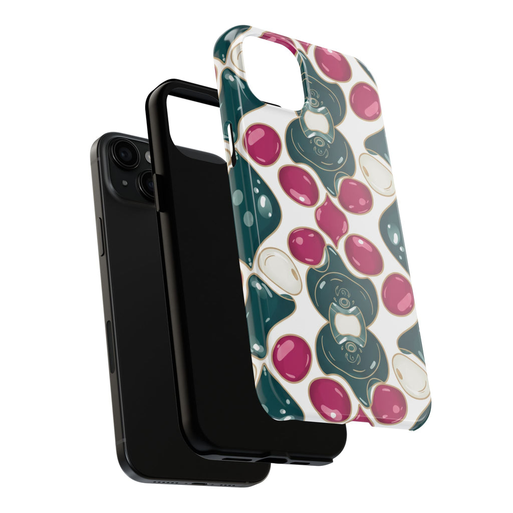 Floral Jewel Pattern Tough Phone Case — Teal & Fuchsia Protective Cover