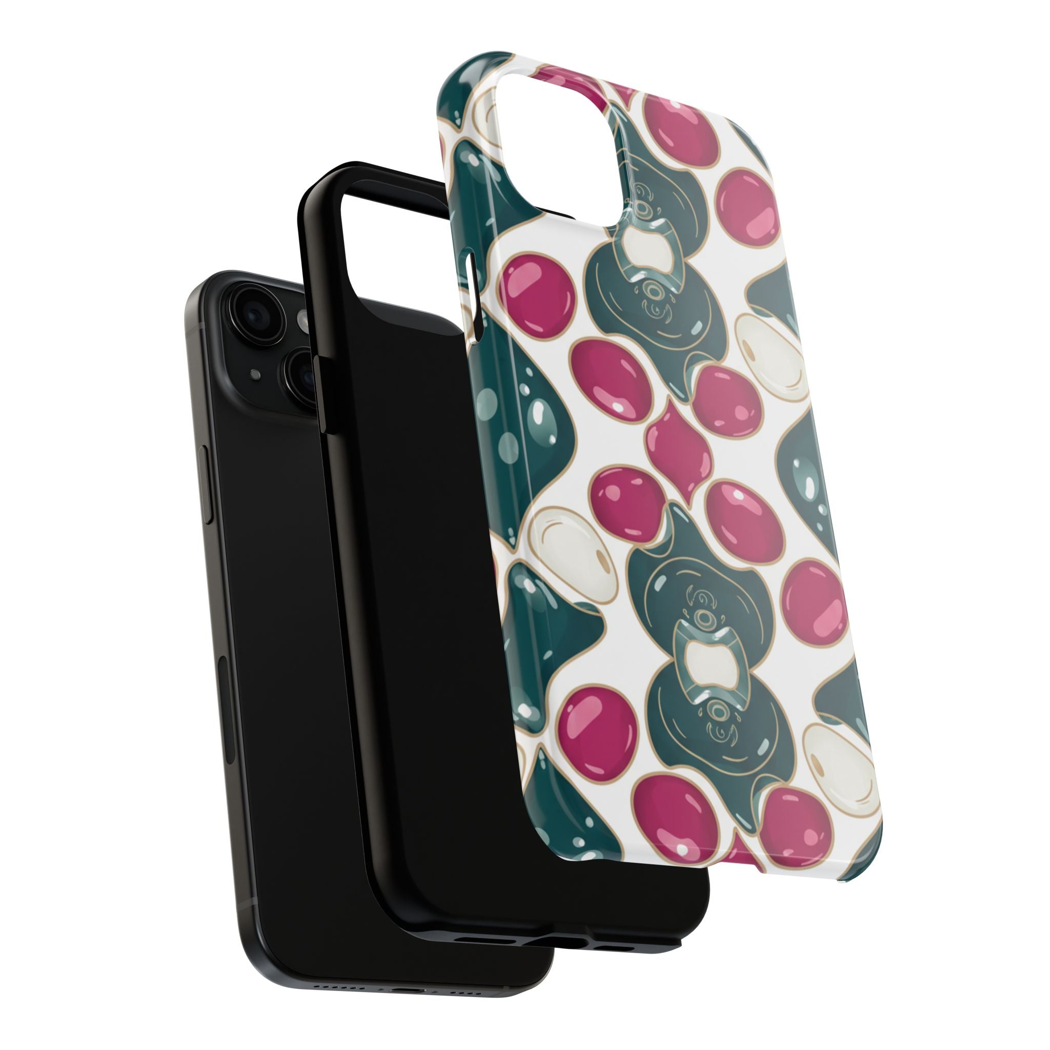 Floral Jewel Pattern Tough Phone Case — Teal & Fuchsia Protective Cover
