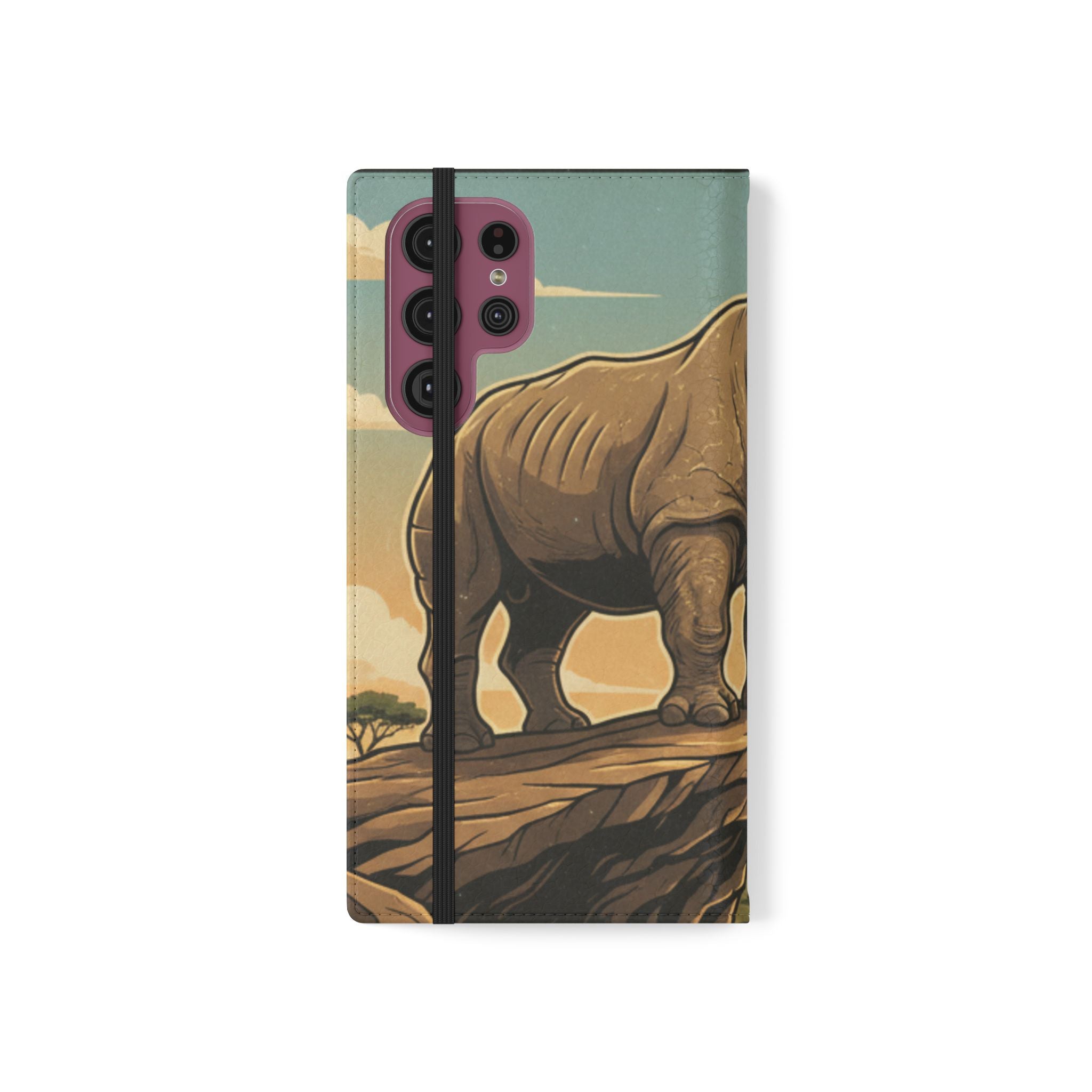 Rhino Sunset Flip Phone Case – Safari Wildlife Wallet Case