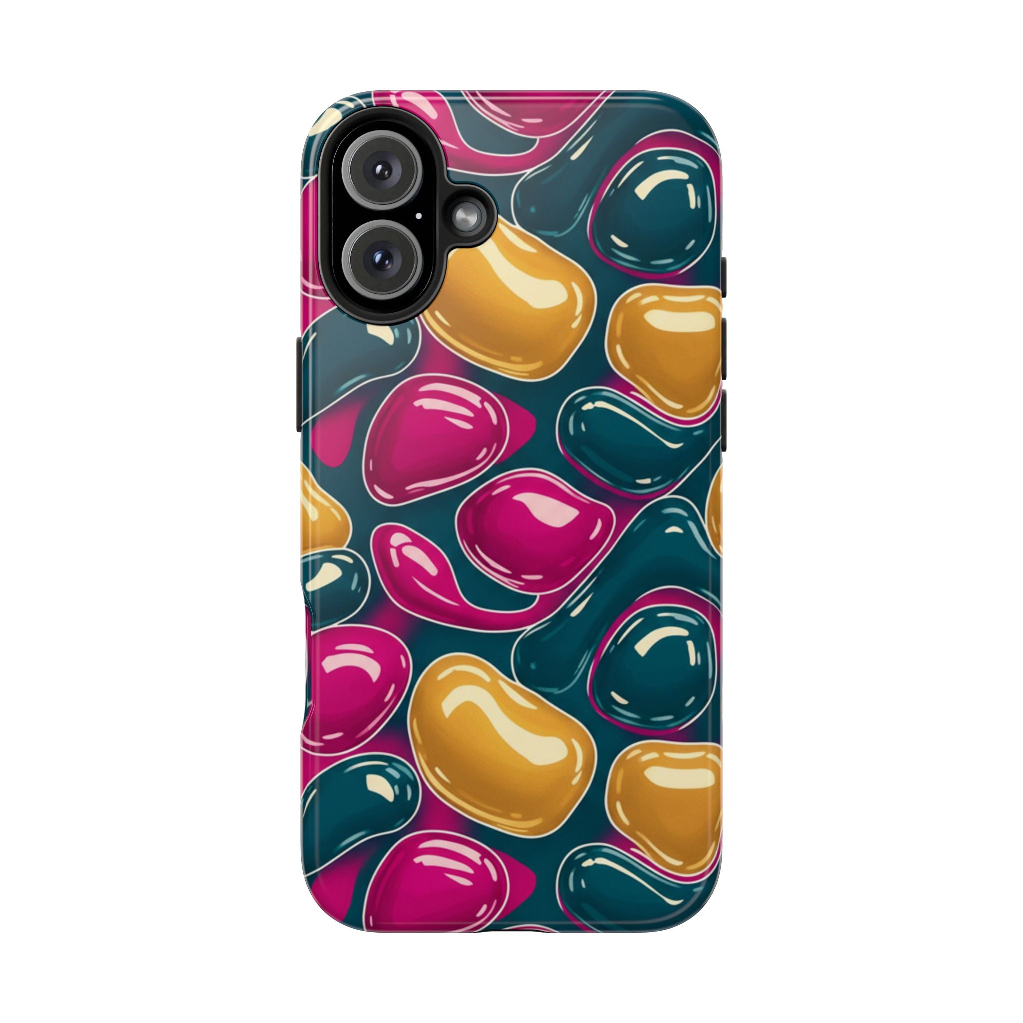 Abstract Colorful Blob Phone Case — Bold Teal, Magenta & Gold Protective Cover