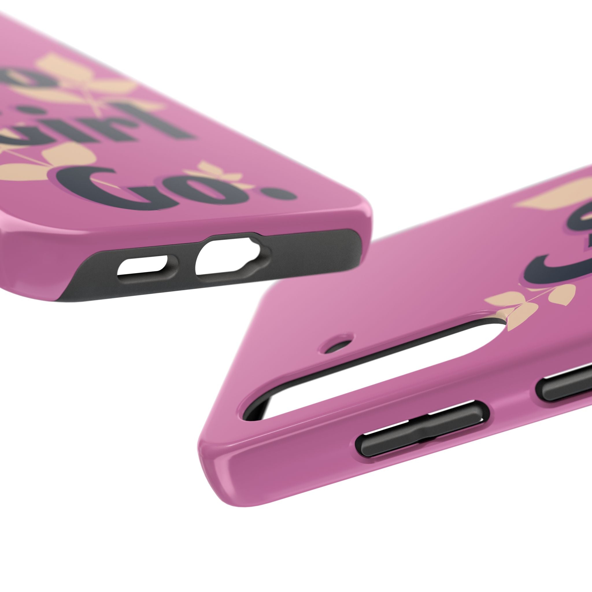 Go Girl Go Tough Phone Case — Pink Floral Motivational Protective Cover