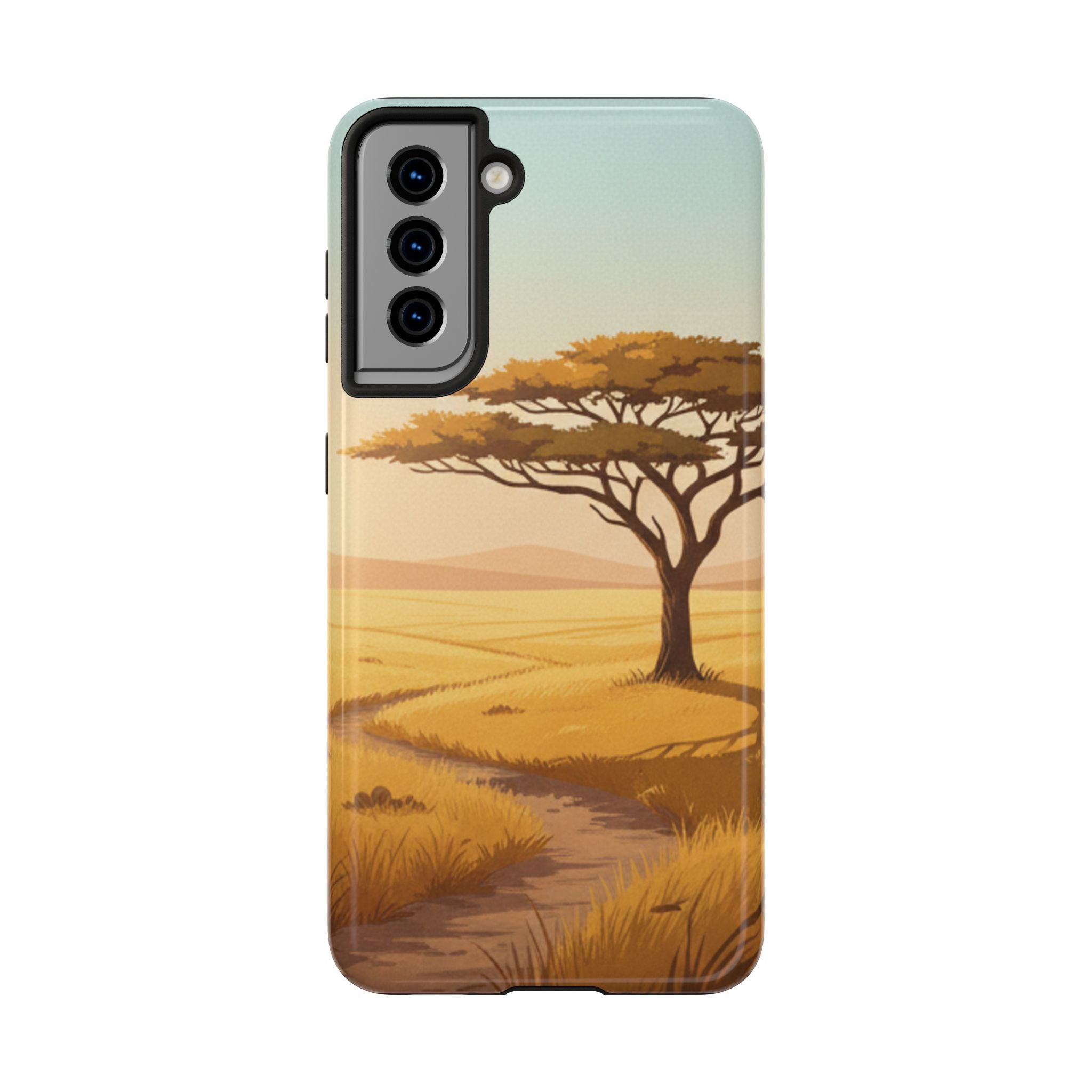 Safari Sunset Tough Phone Case — African Savanna Tree Design