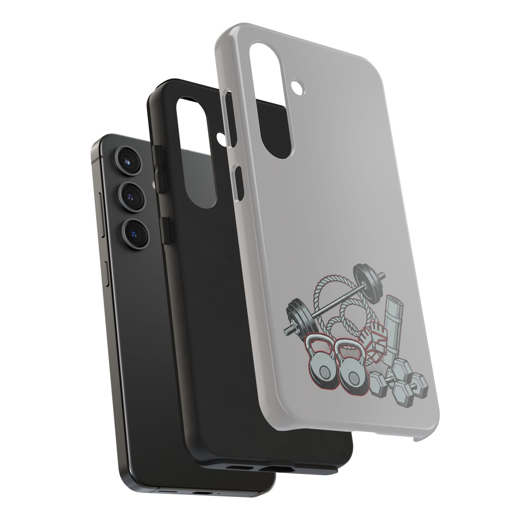 Fitness Gear Tough Phone Case — Dumbbells, Kettlebells & Jump Rope Design
