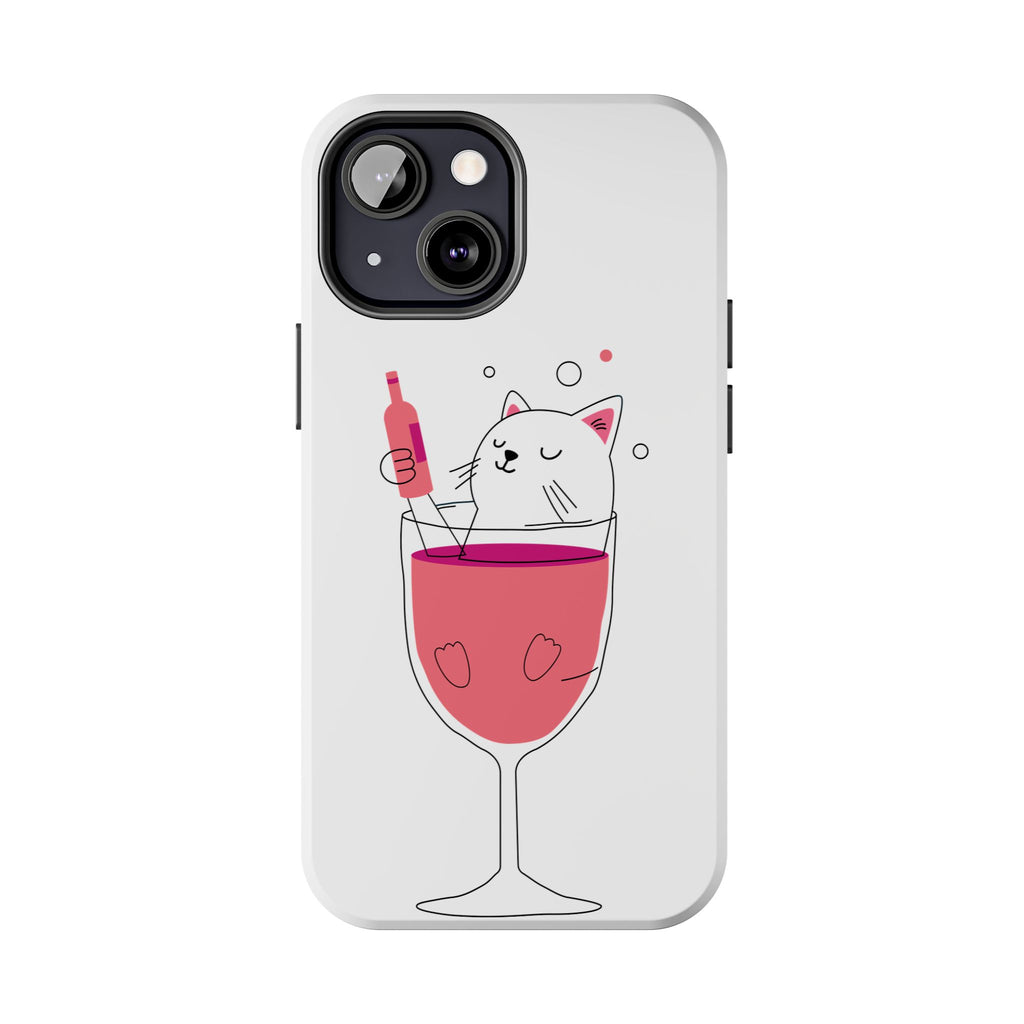 Cat Wine Phone Case — Cute Cat in Wine Glass Protective Case