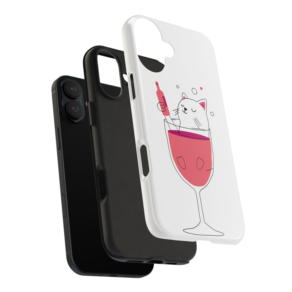 Cat Wine Phone Case — Cute Cat in Wine Glass Protective Case