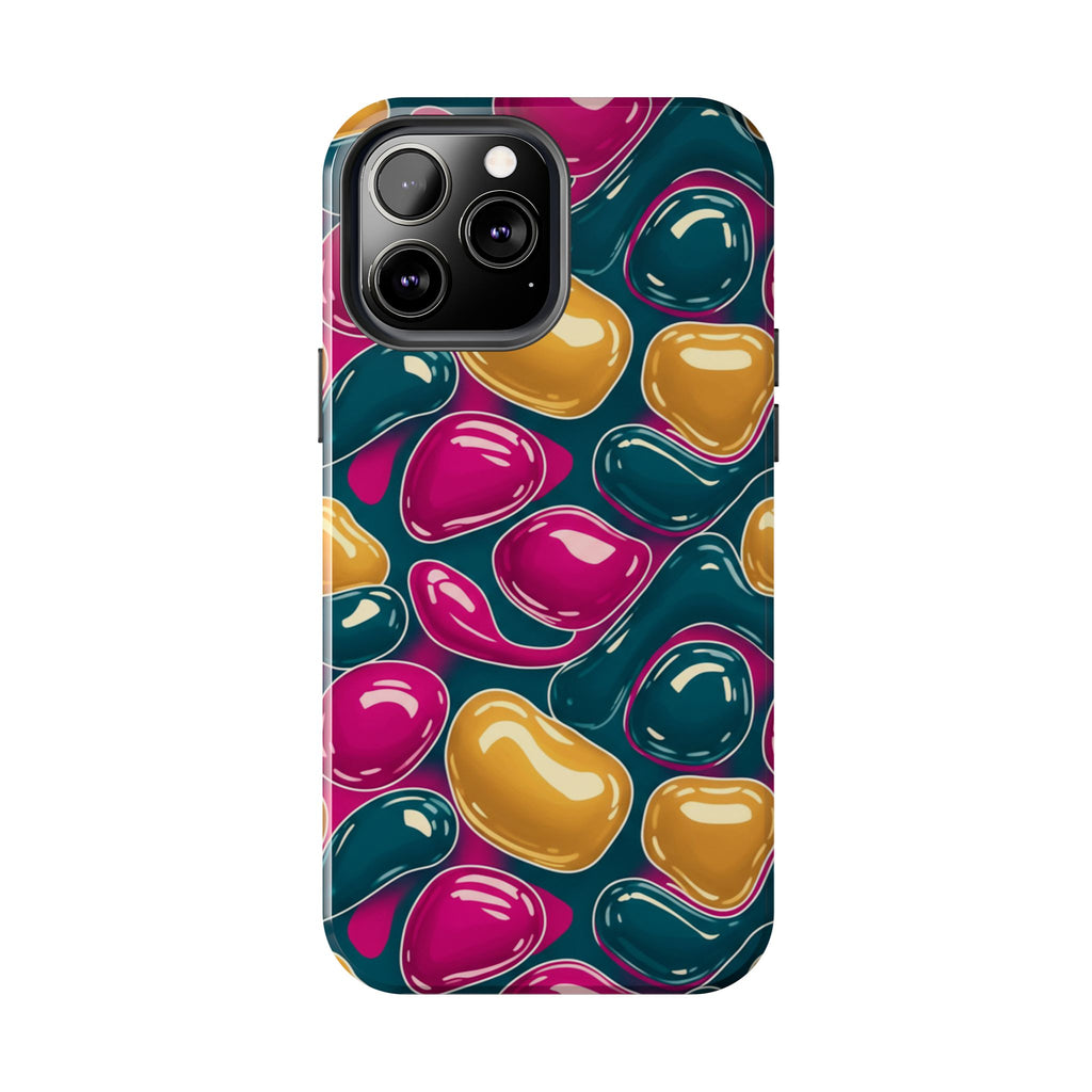 Abstract Colorful Blob Phone Case — Bold Teal, Magenta & Gold Protective Cover
