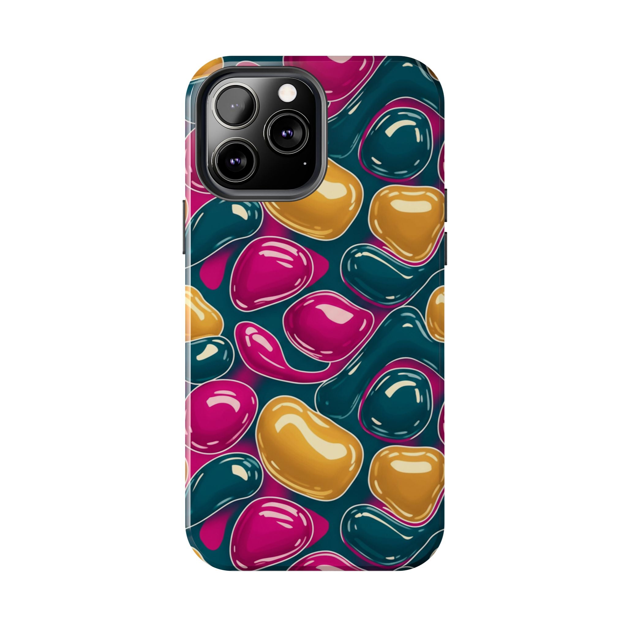 Abstract Colorful Blob Phone Case — Bold Teal, Magenta & Gold Protective Cover