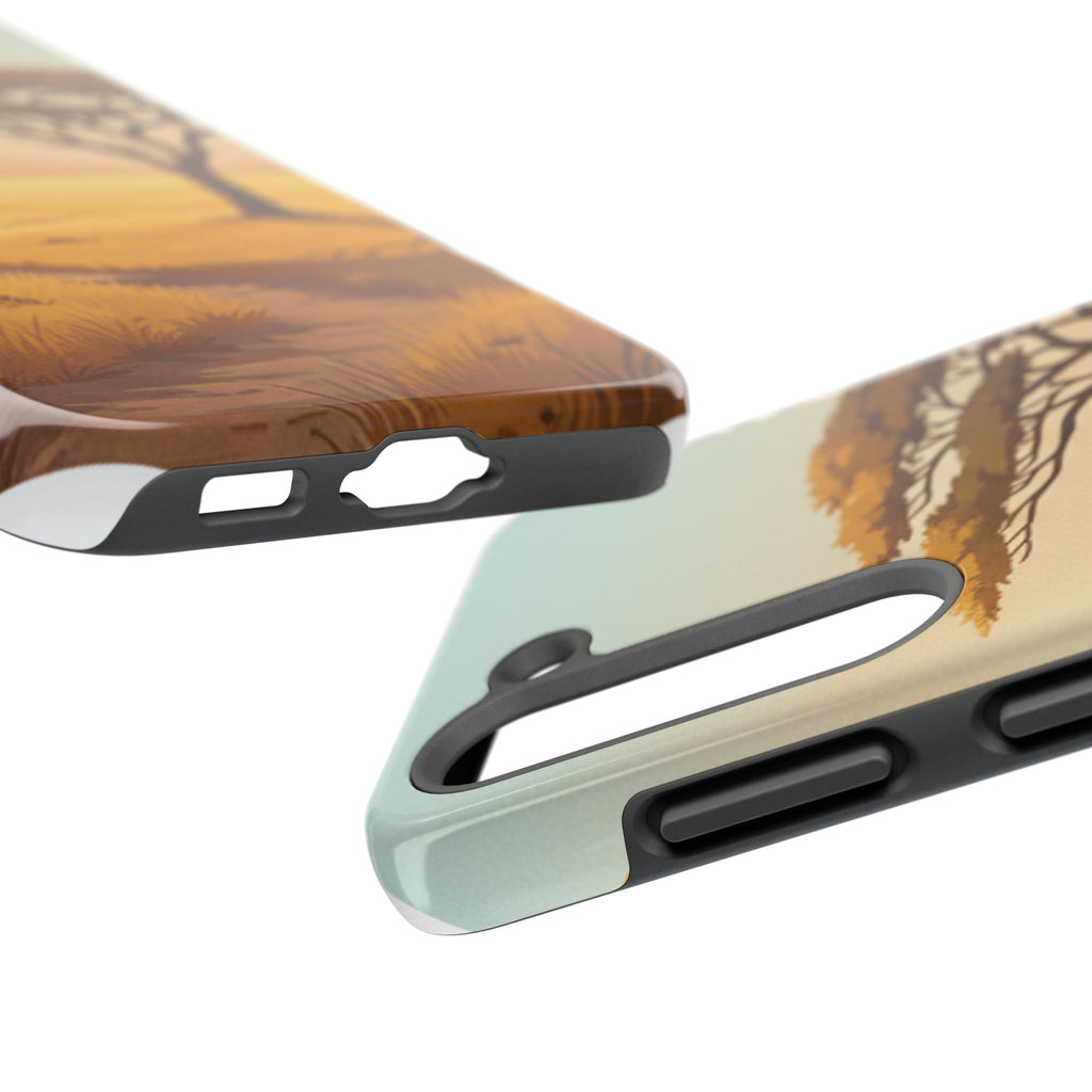 Safari Sunset Tough Phone Case — African Savanna Tree Design