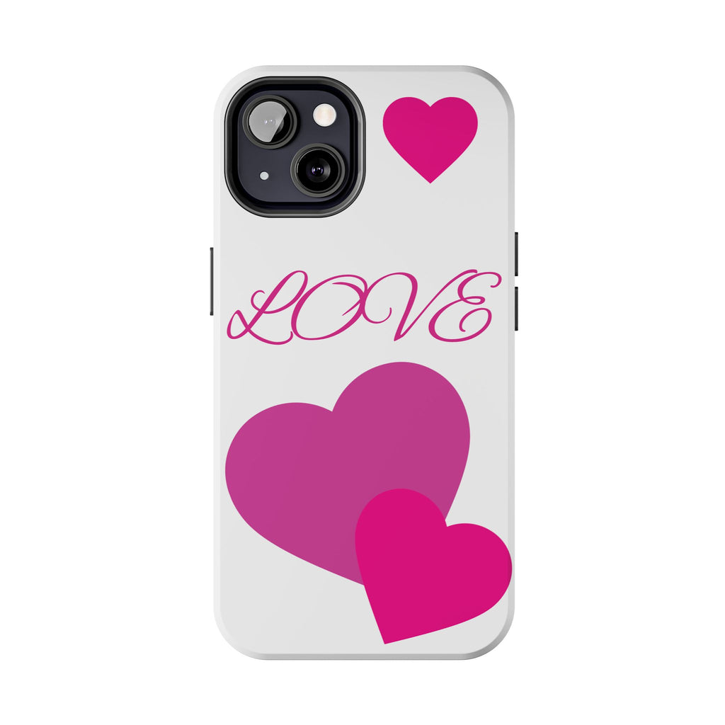 Love Heart Tough Phone Case — Pink Hearts Protective Phone Cover