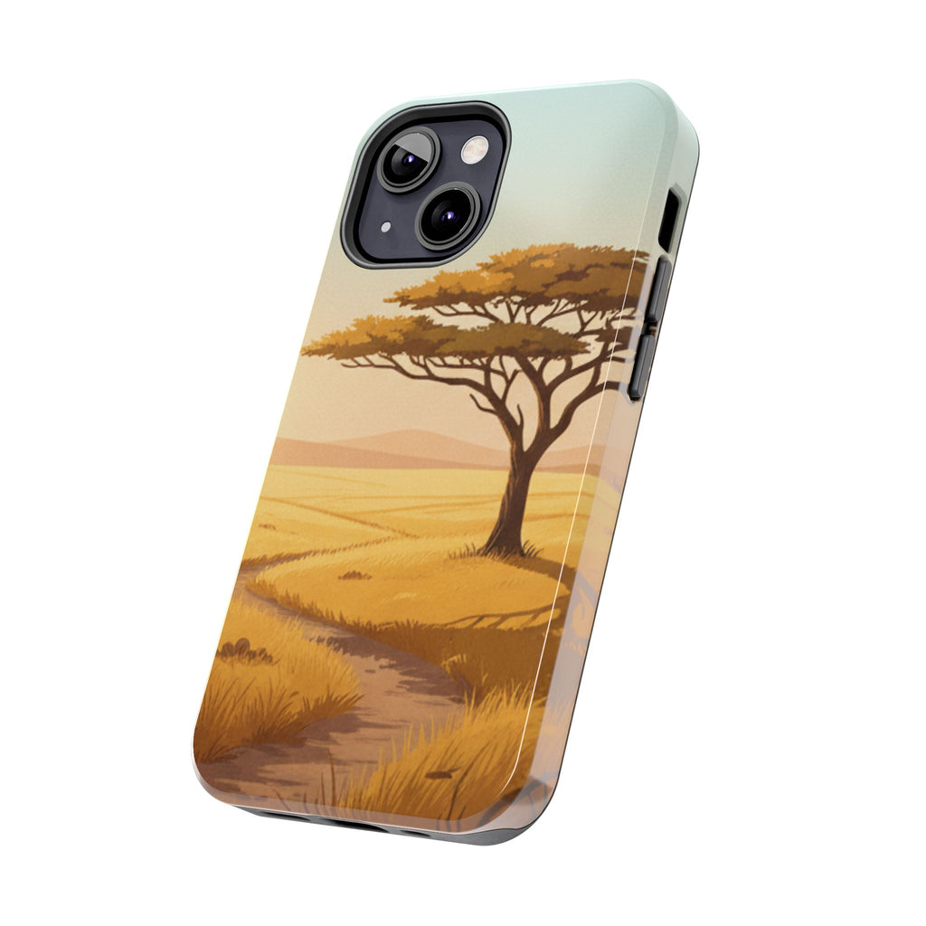 Safari Sunset Tough Phone Case — African Savanna Tree Design