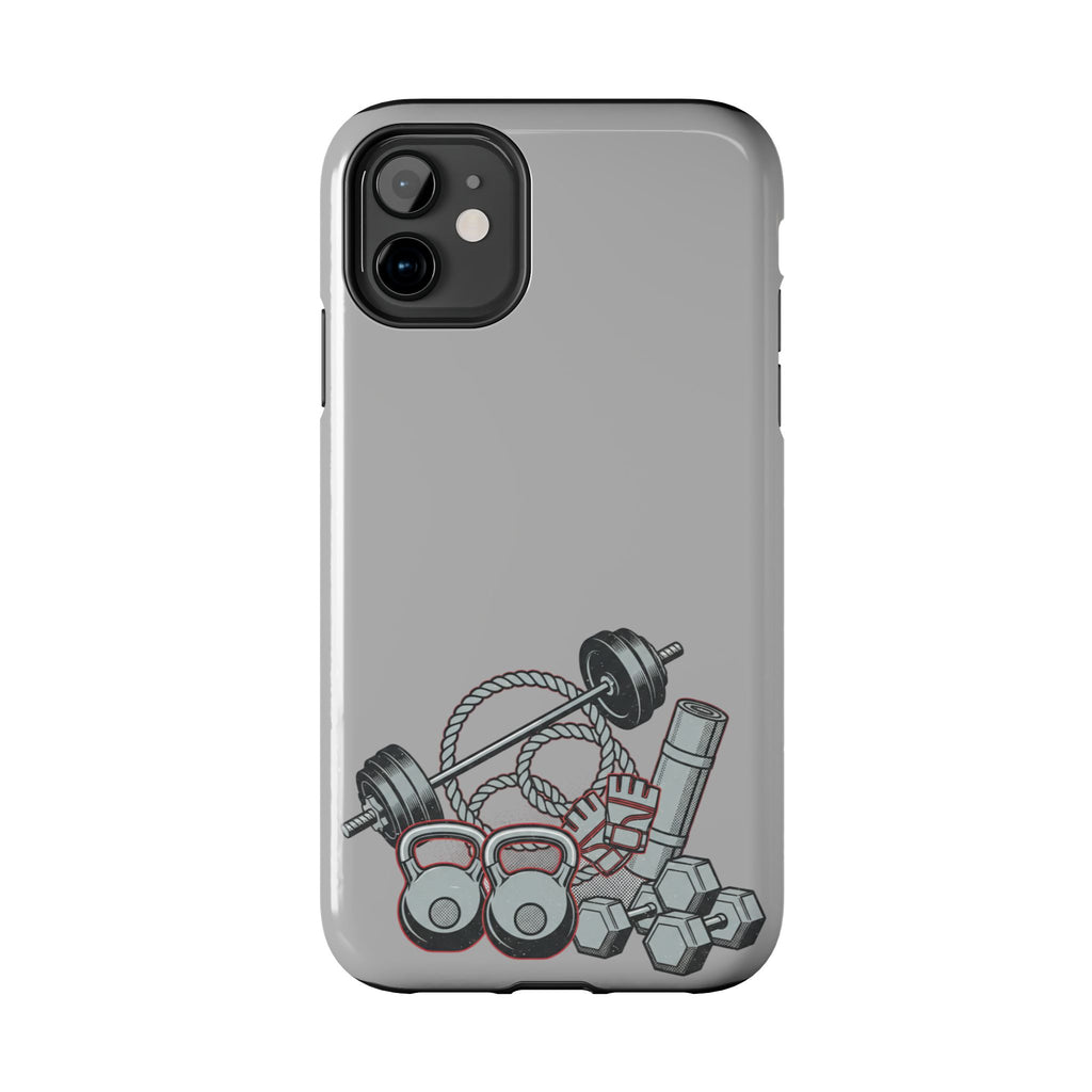 Fitness Gear Tough Phone Case — Dumbbells, Kettlebells & Jump Rope Design