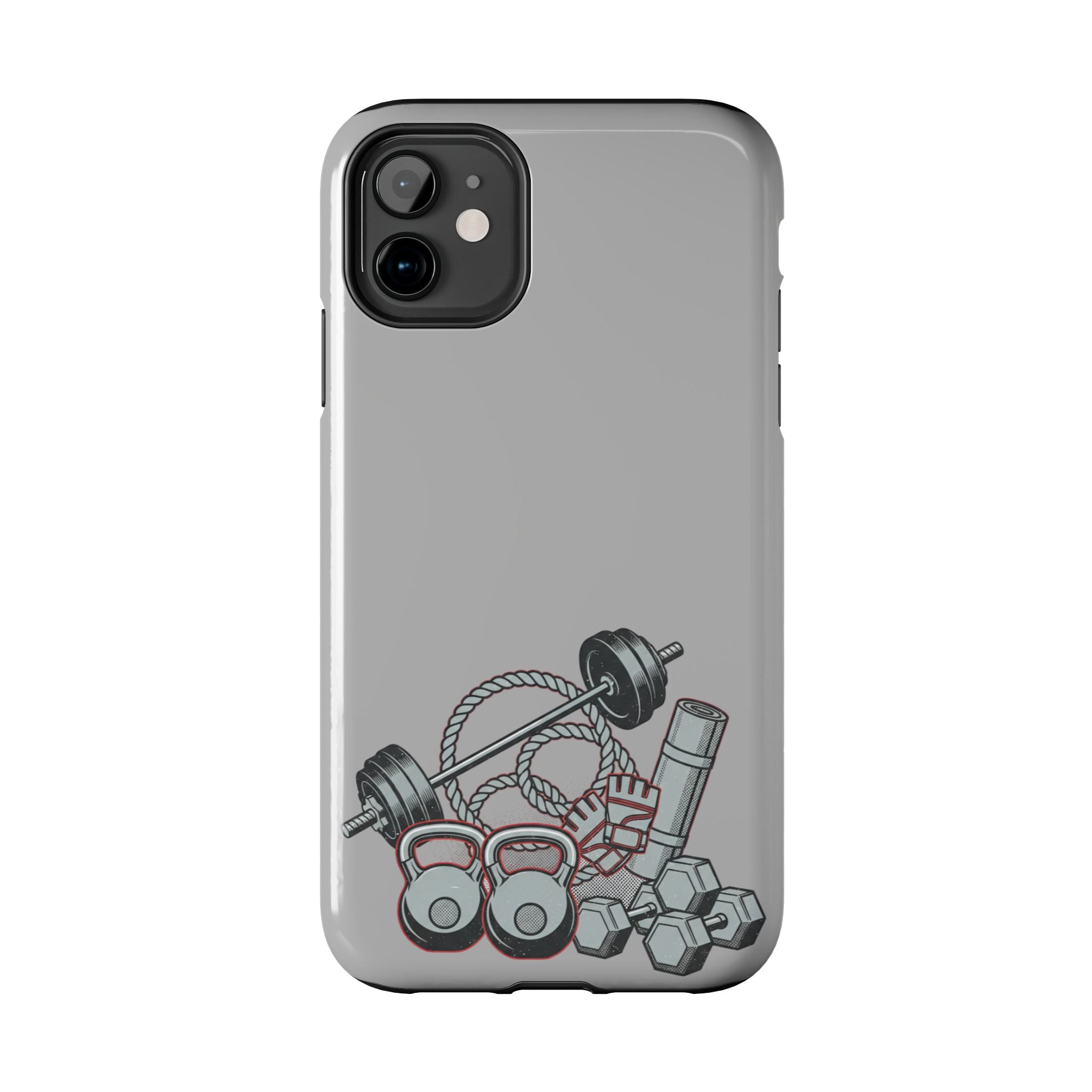 Fitness Gear Tough Phone Case — Dumbbells, Kettlebells & Jump Rope Design