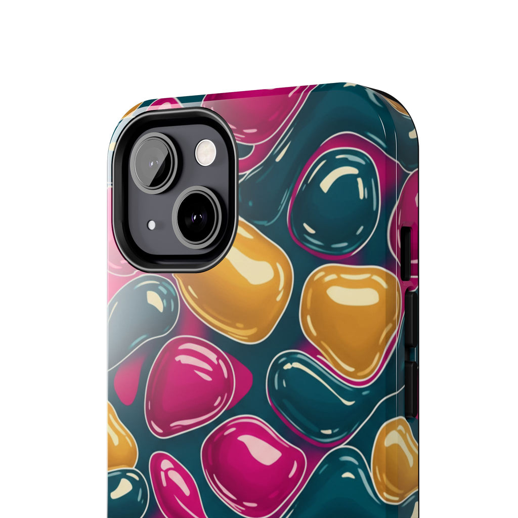 Abstract Colorful Blob Phone Case — Bold Teal, Magenta & Gold Protective Cover