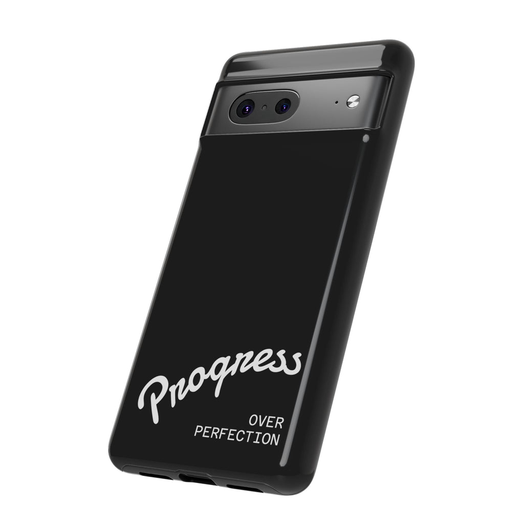 Phone Case - "Progress Over Perfection" Glossy Black Protective Cover