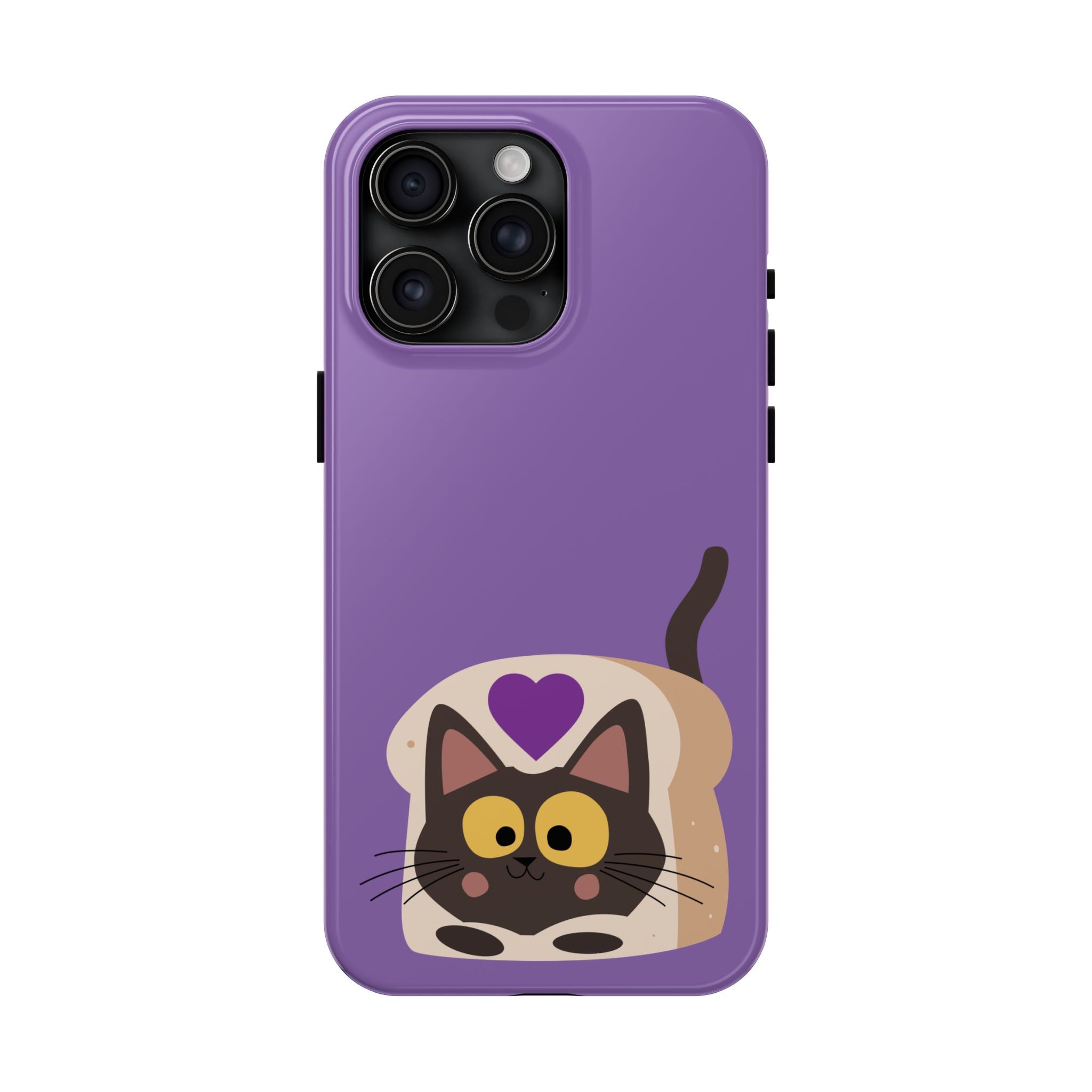 Purple Cute Cat-in-Bread Tough Phone Case — Cute Cat Heart Design