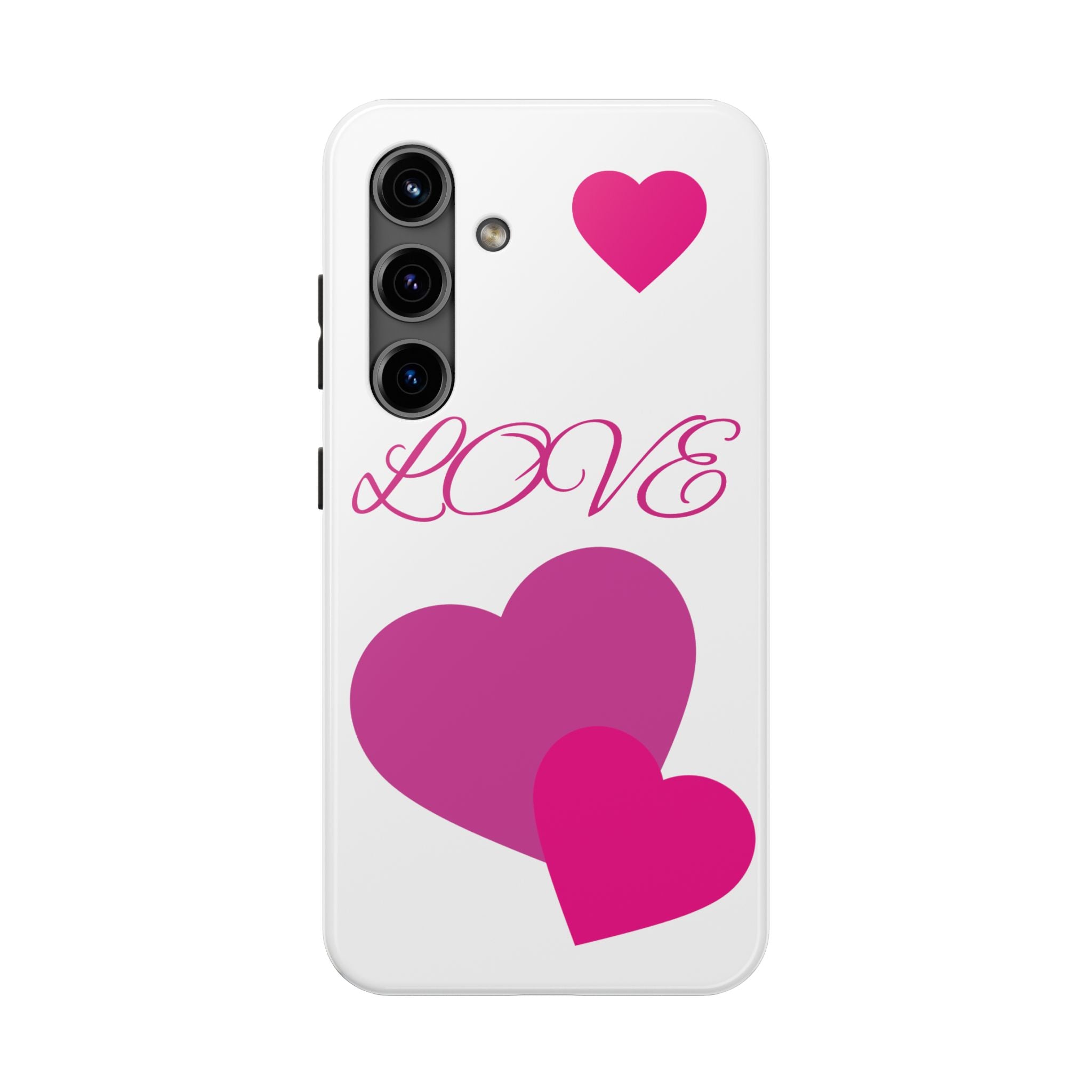 Love Heart Tough Phone Case — Pink Hearts Protective Phone Cover