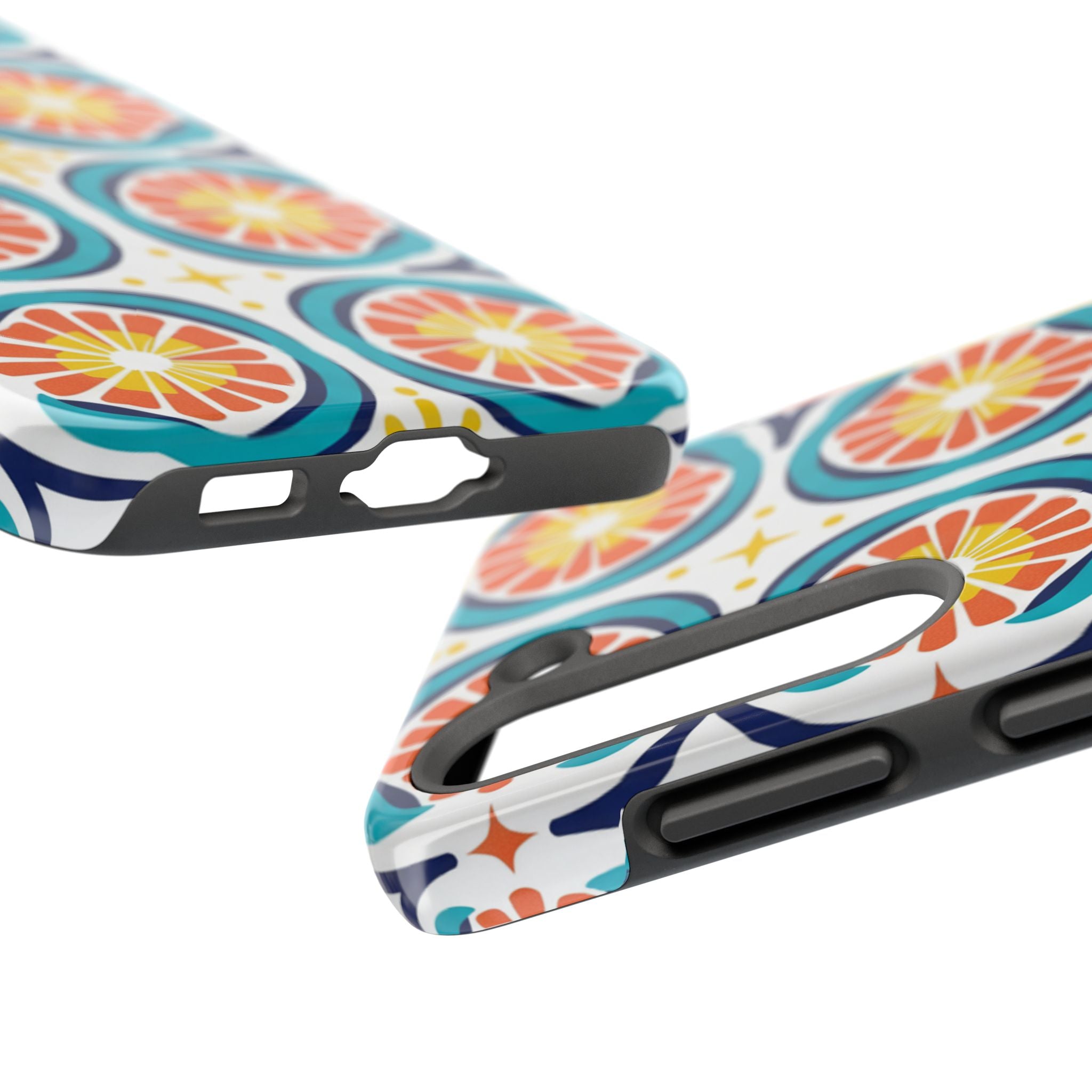 Citrus Tile Tough Phone Case — Colorful Retro Orange Slice Pattern