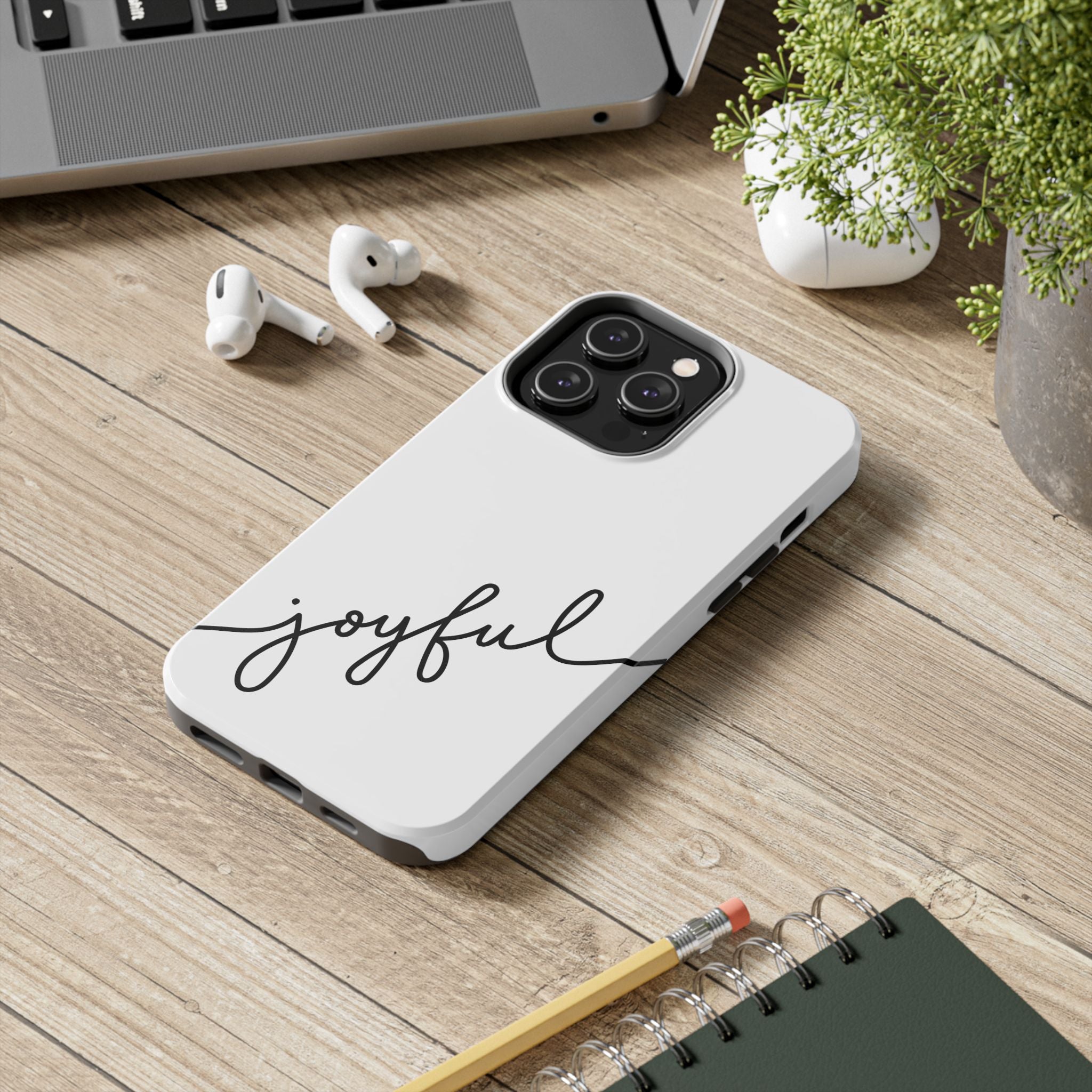 Joyful Tough Phone Case — Minimal Script Protective Phone Cover