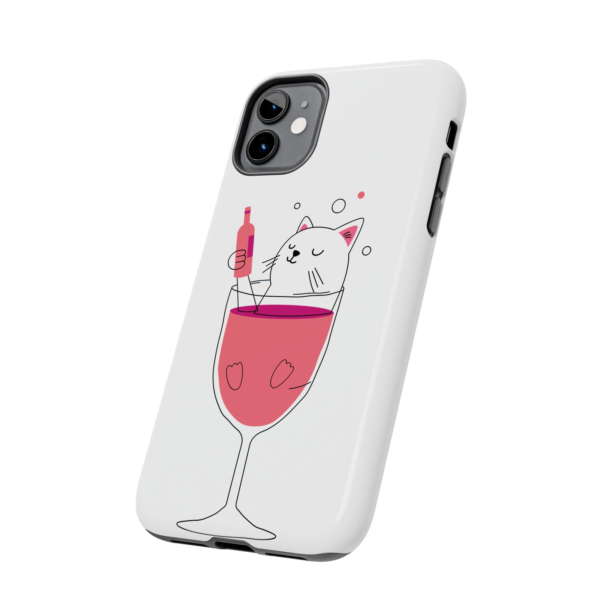 Cat Wine Phone Case — Cute Cat in Wine Glass Protective Case