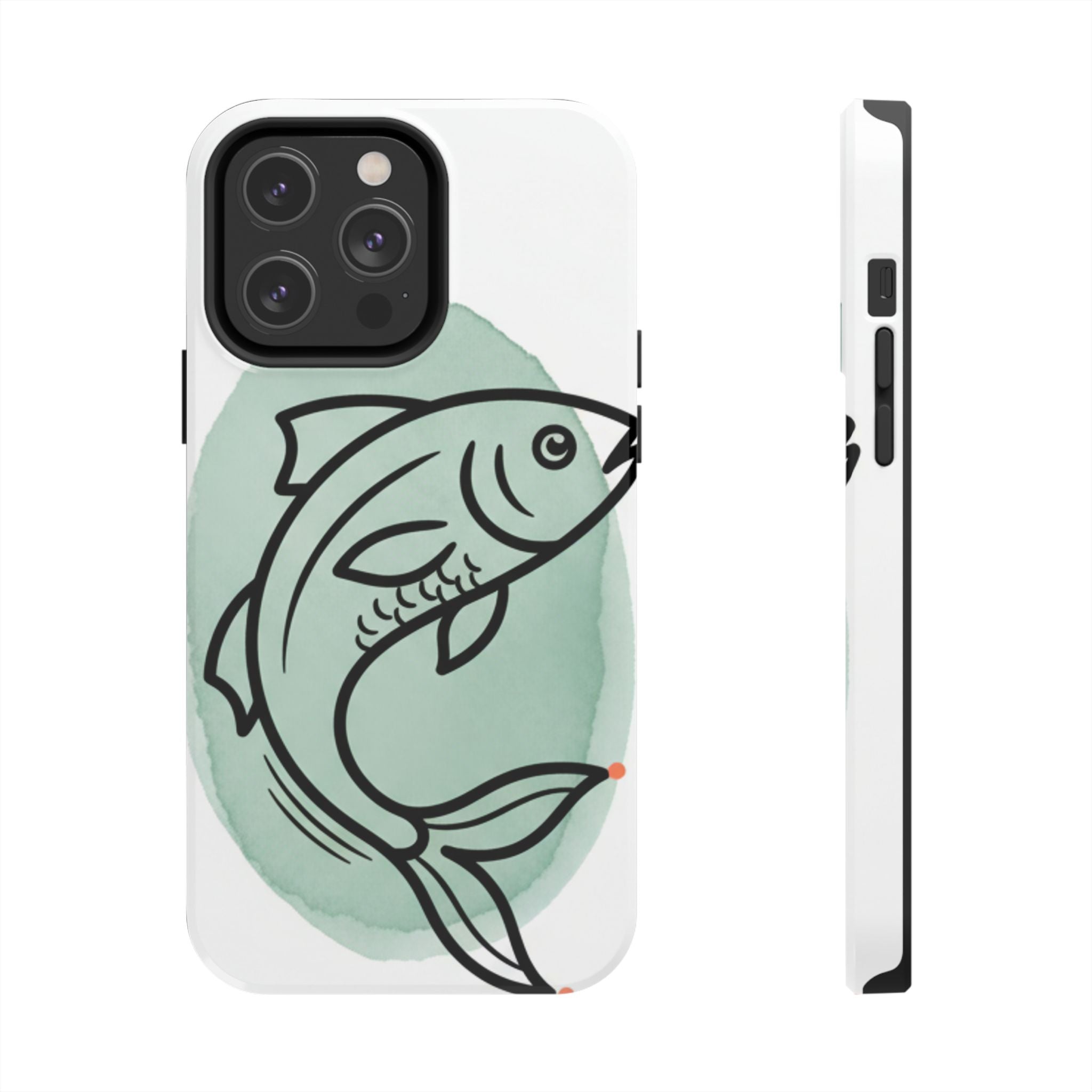 Fish Silhouette Tough Phone Case — Minimalist Aqua Watercolor Design