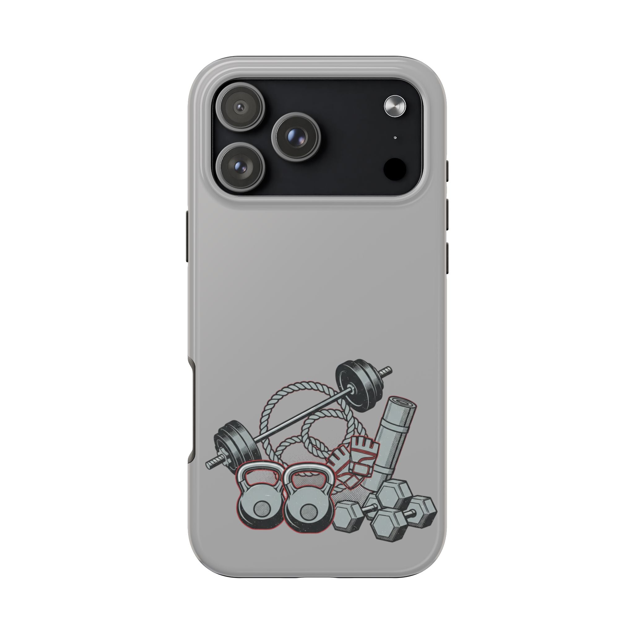 Fitness Gear Tough Phone Case — Dumbbells, Kettlebells & Jump Rope Design