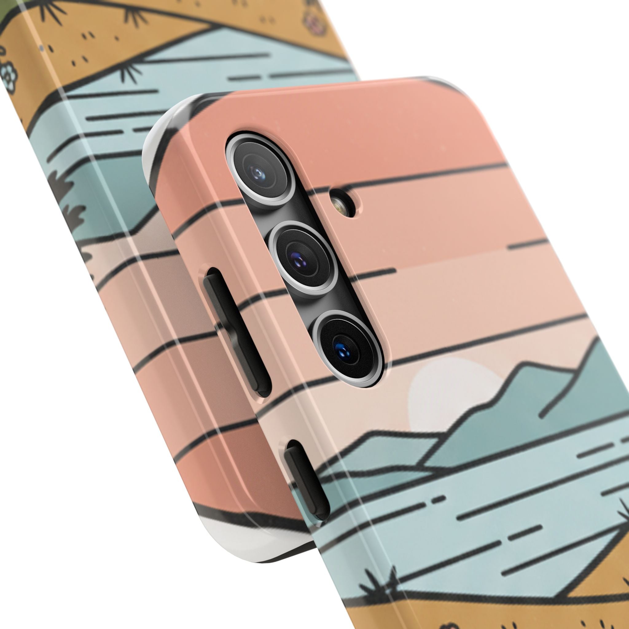 Scenic Path Tough Phone Case — Pastel Lake & Mountain Protective Cover