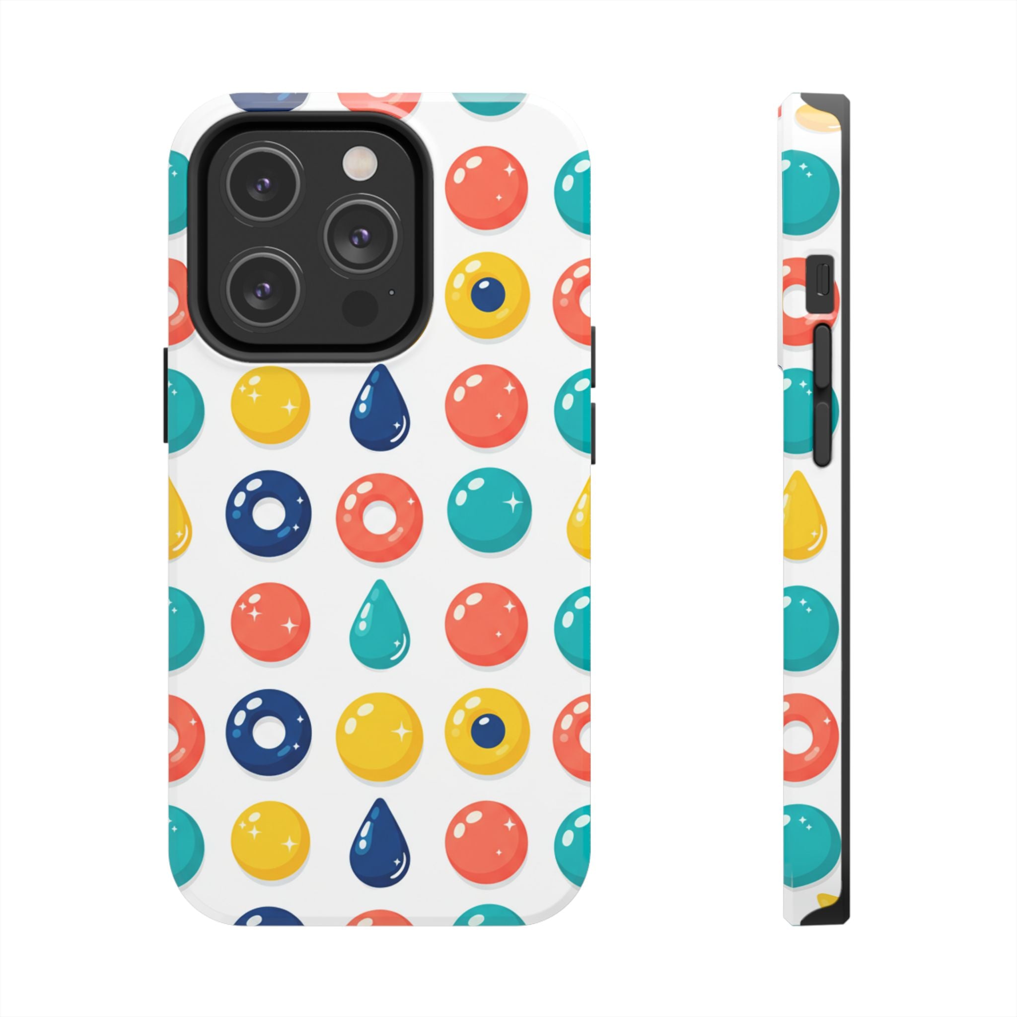 Colorful Candy Dot Tough Phone Case — Bright Retro Polka Drop Design
