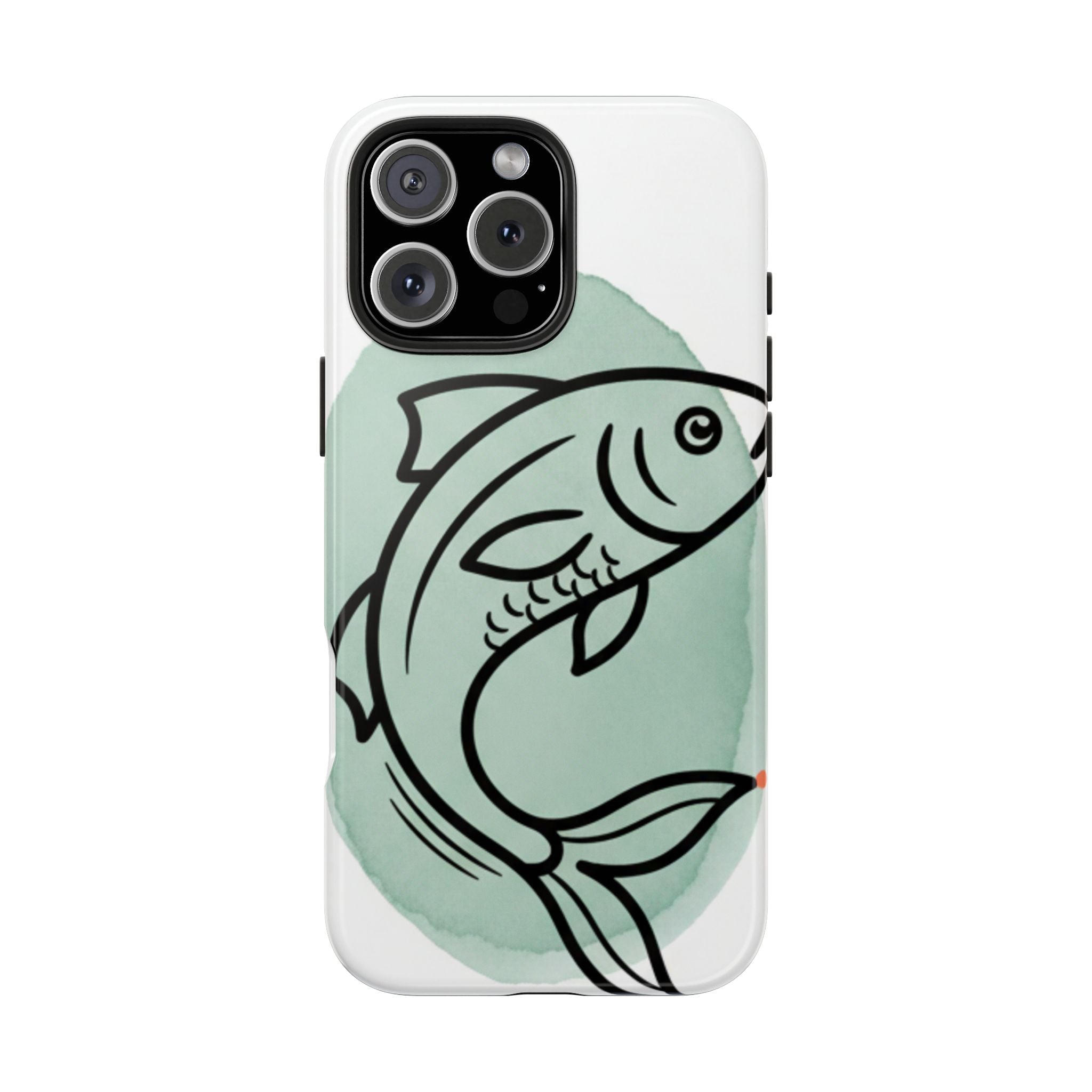 Fish Silhouette Tough Phone Case — Minimalist Aqua Watercolor Design