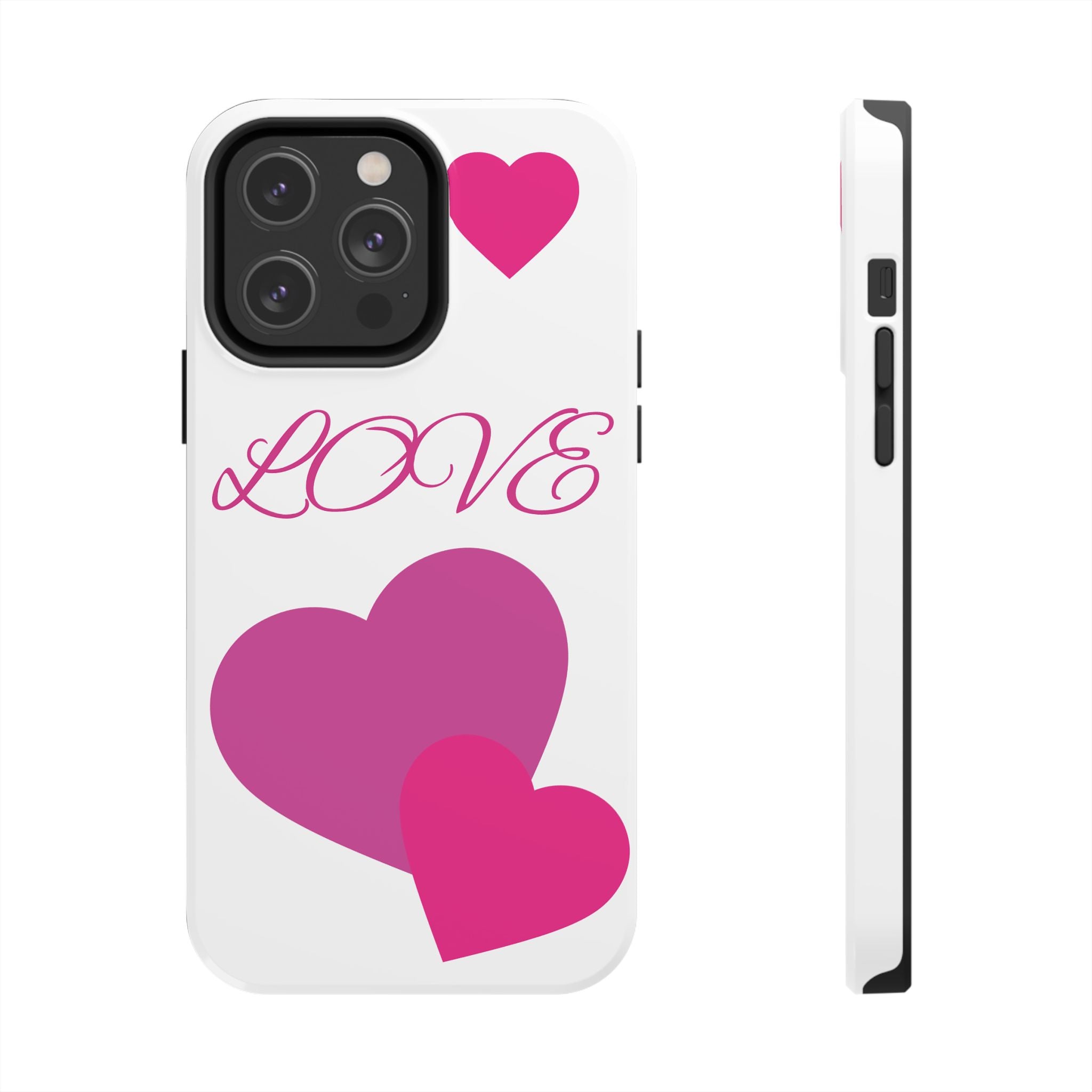 Love Heart Tough Phone Case — Pink Hearts Protective Phone Cover