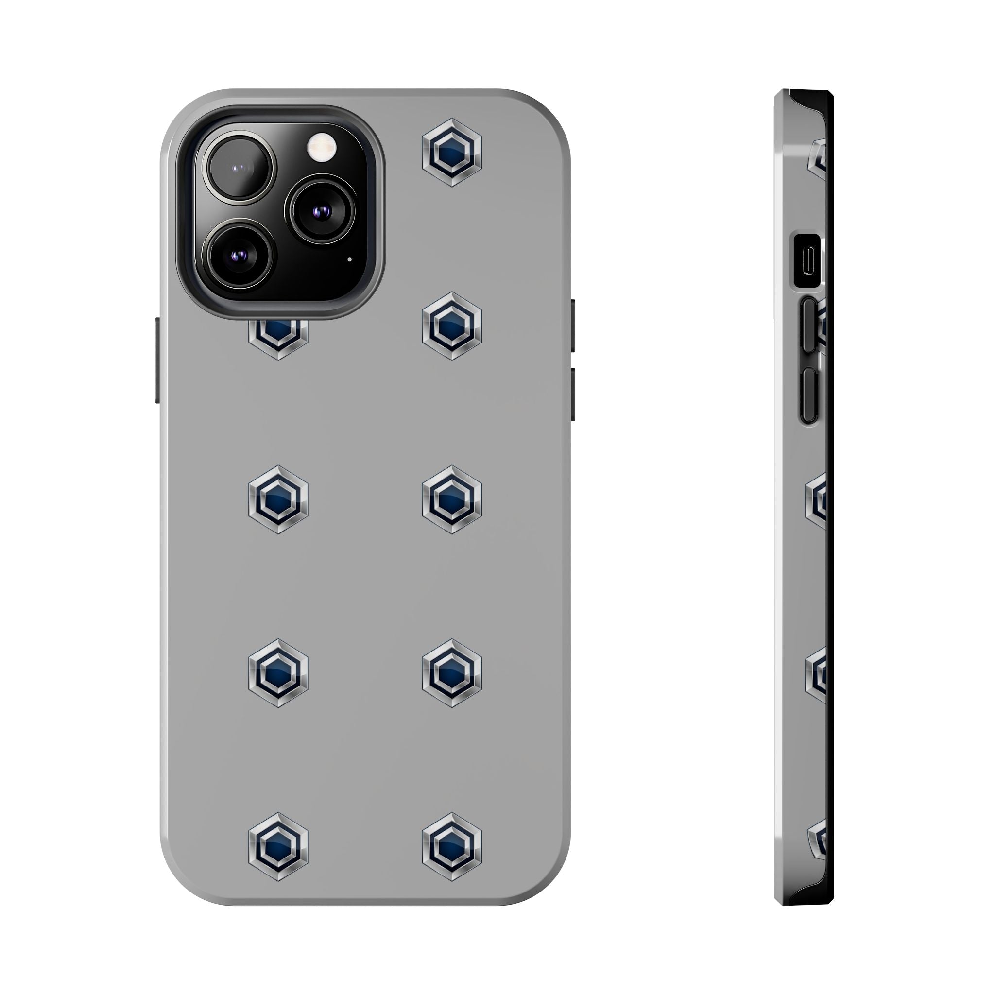 Tough Phone Case — Minimal Hex Rivet Armor (Gray)