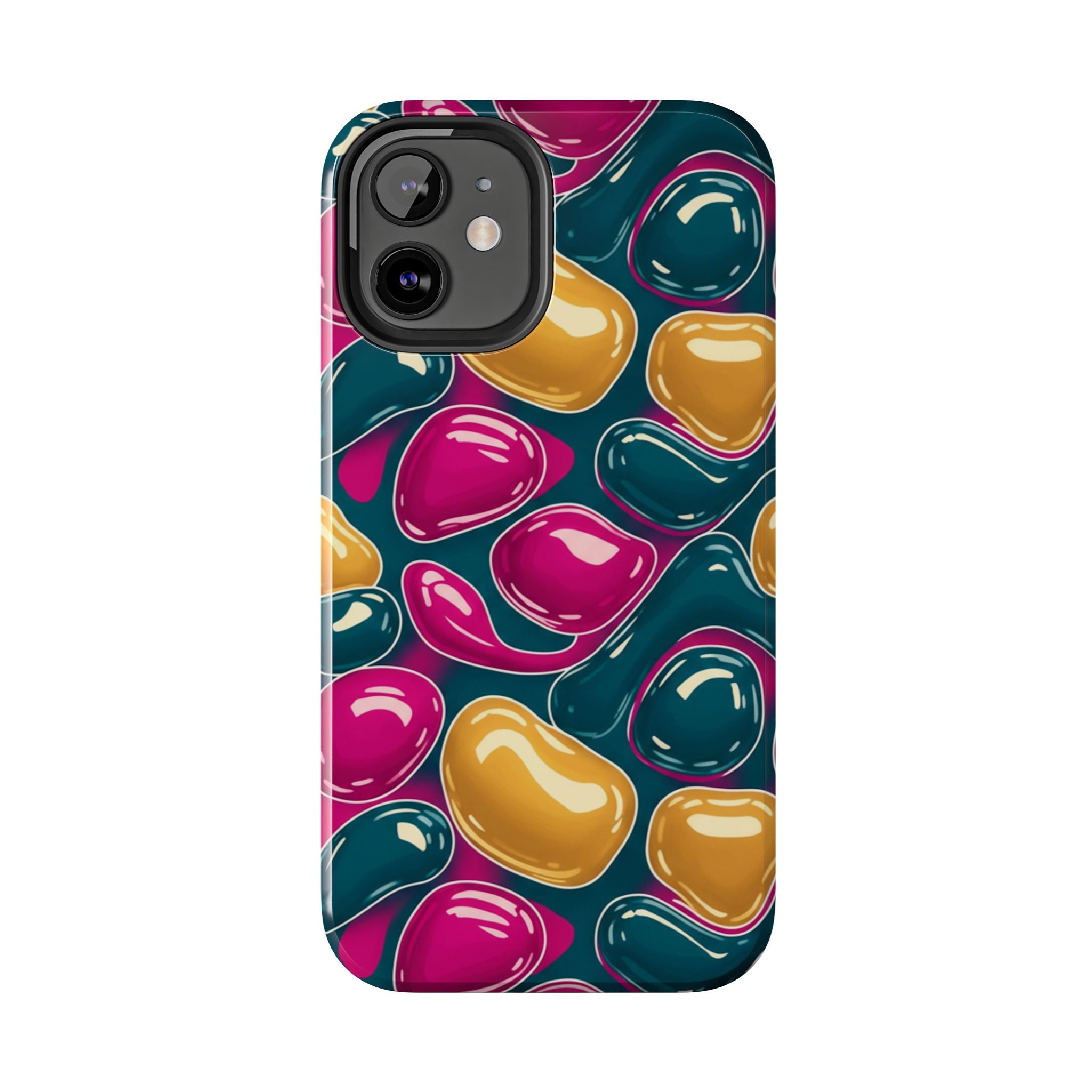 Abstract Colorful Blob Phone Case — Bold Teal, Magenta & Gold Protective Cover