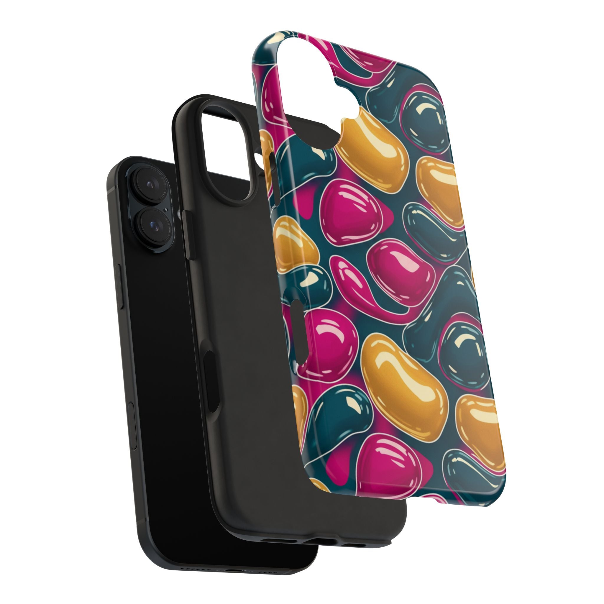 Abstract Colorful Blob Phone Case — Bold Teal, Magenta & Gold Protective Cover