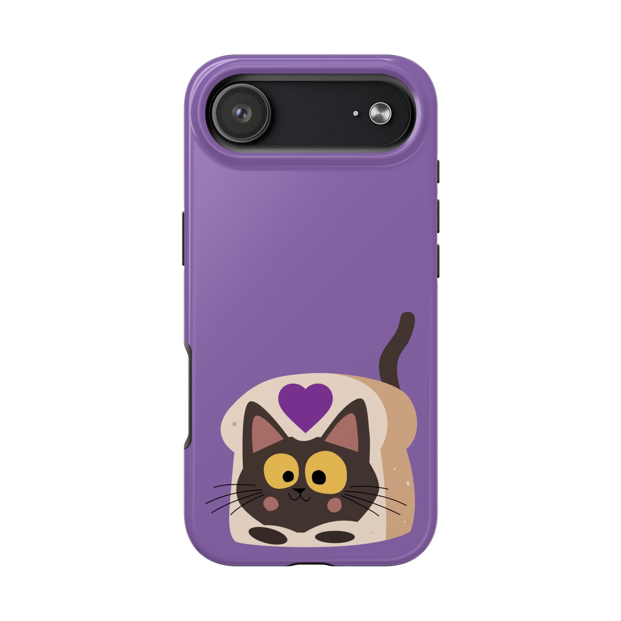 Purple Cute Cat-in-Bread Tough Phone Case — Cute Cat Heart Design
