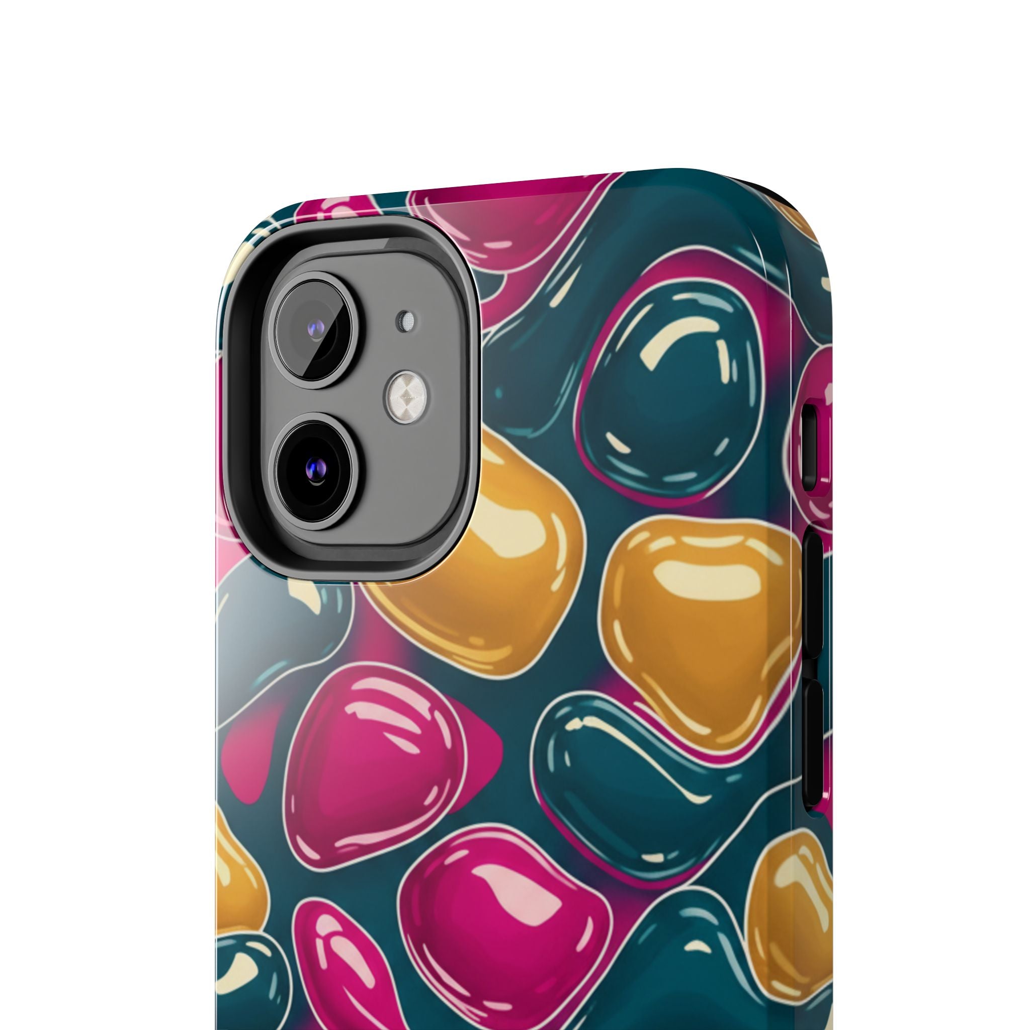 Abstract Colorful Blob Phone Case — Bold Teal, Magenta & Gold Protective Cover